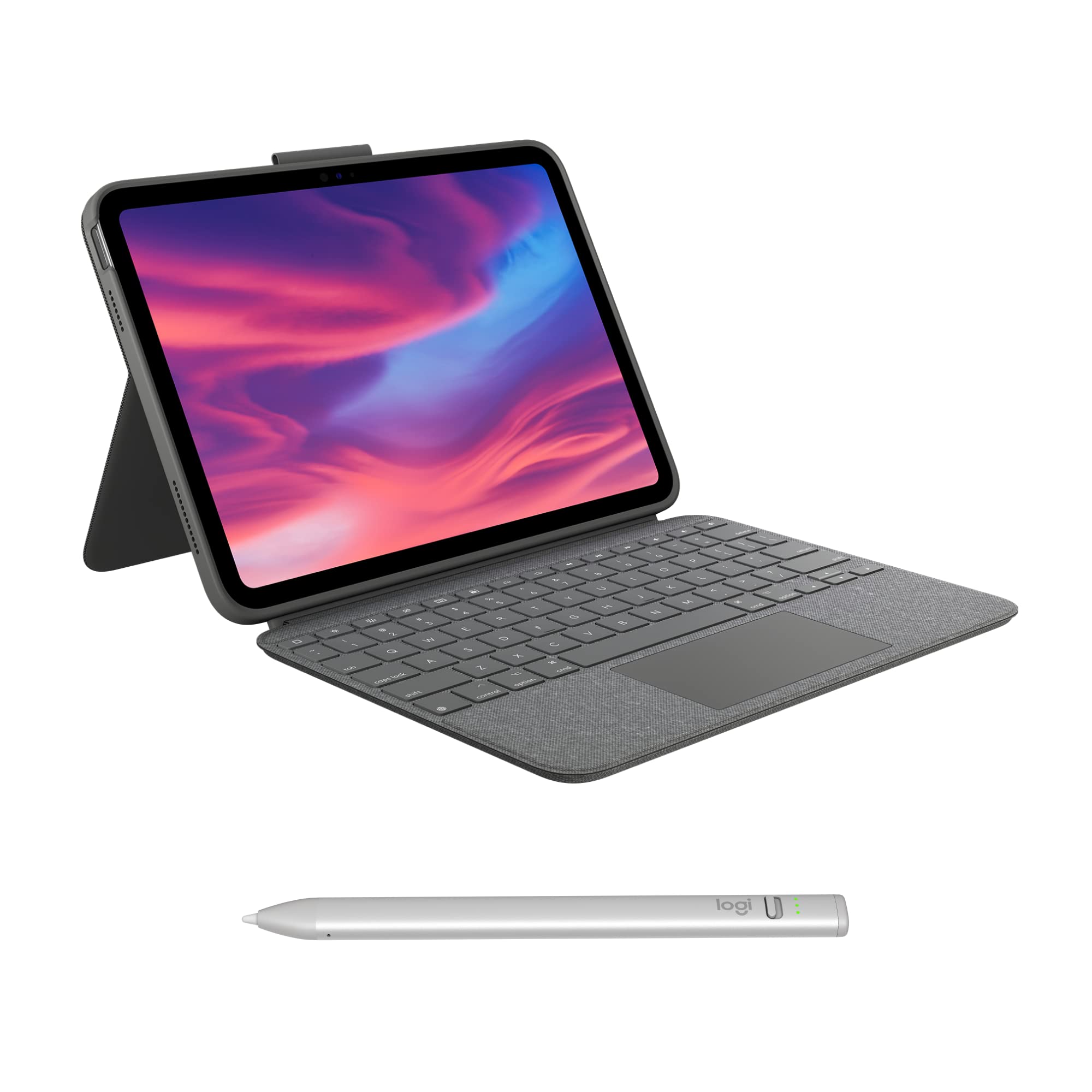 Logitech Combo Touch Keyboard Case for iPad 10th Generation & A16 - Detachable Backlit Keyboard with Trackpad & USB-C Logitech Crayon Digital Pencil - Compatible with iPad 2018 and Newer Models - Perfect for Work, Study, and Creative Drawing