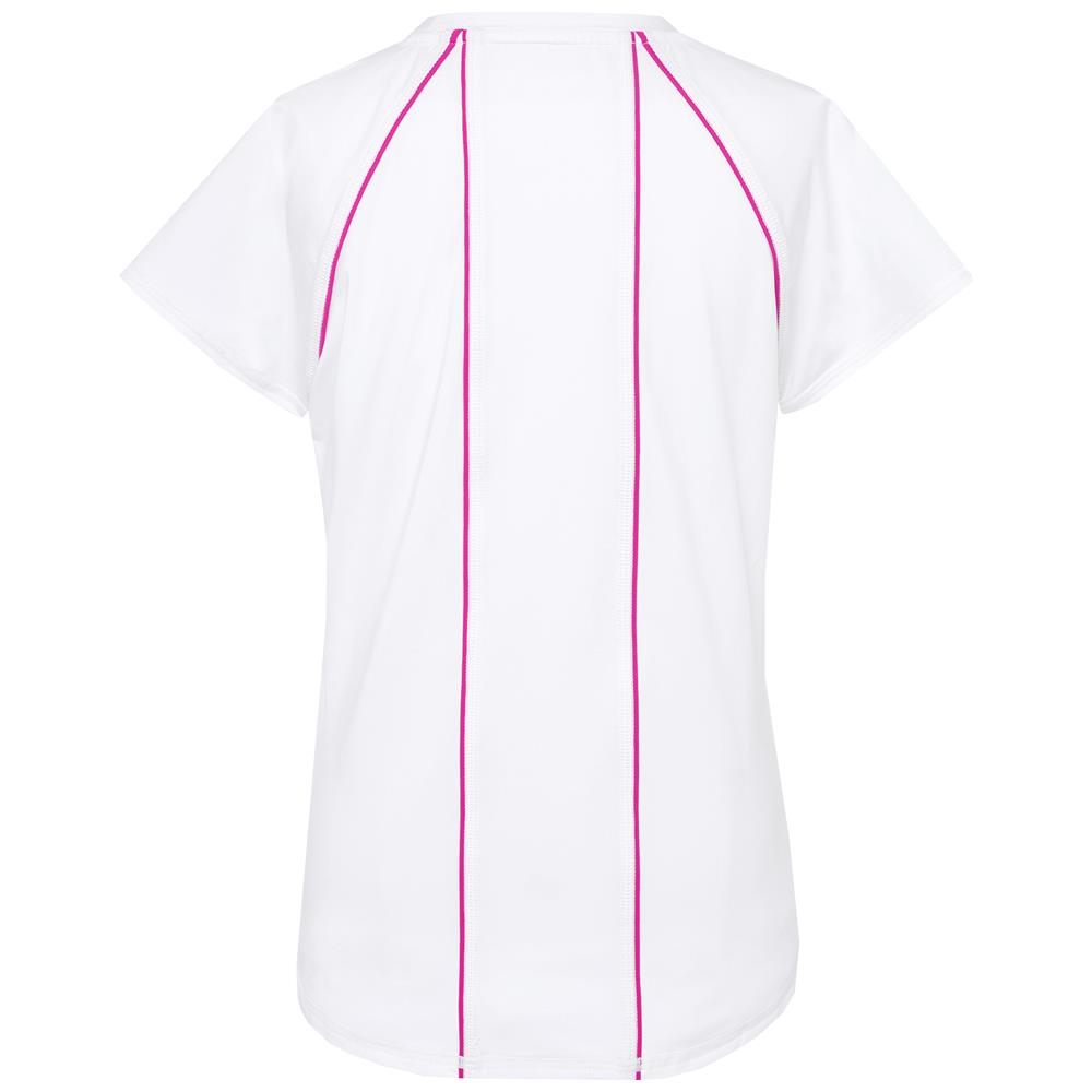 Fila Girls Core Short Sleeve T-Shirt - White & Pink Glow - Comfortable Cotton Top for School, Sports & Casual Wear