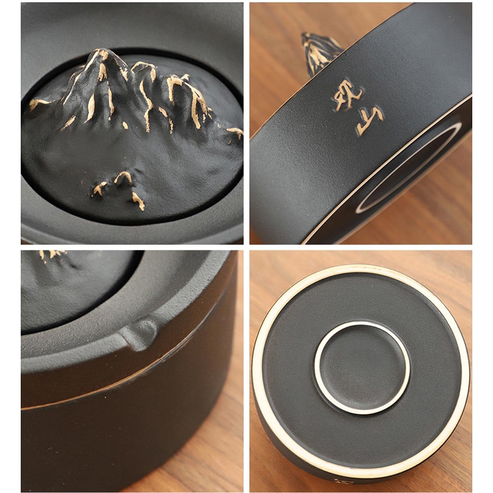 Premium Ceramic Ashtray with Lid - Large Capacity Car & Home Ash Tray for Living Room, Office, Patio - Elegant Green Decorative Gift for Smokers (Ideal for Indoor/Outdoor Use)