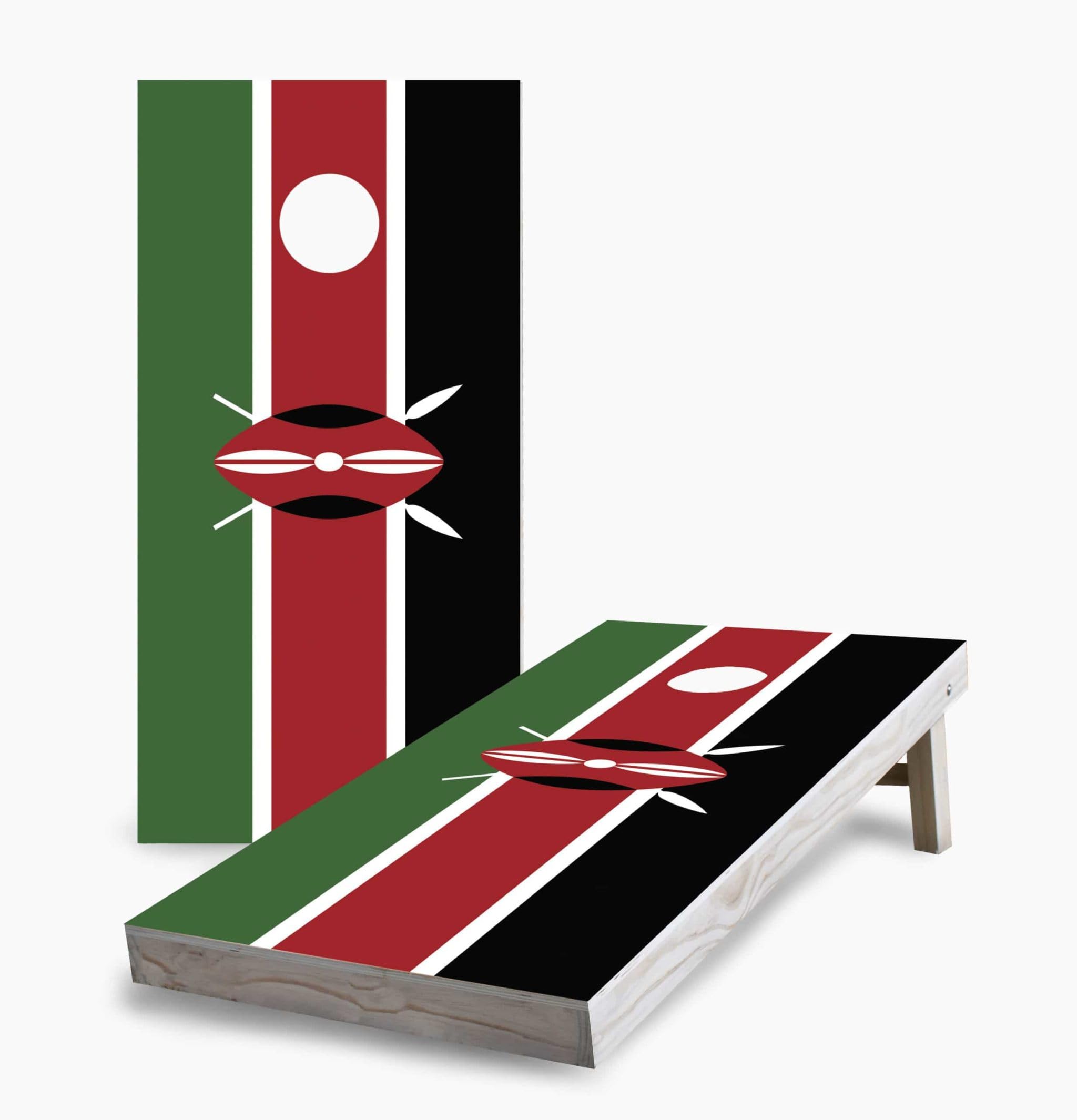 Kenyan Flag Corn Hole Game Set with 2 Boards & 8 Bags - Premium Outdoor Bean Bag Toss for Backyard Parties, Tailgating, and Family Gatherings