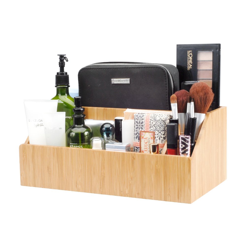 Bamboo Bathroom Organizer Tray - Perfect for Beauty Products, Hair Care, Makeup & Essentials | Spa & Vanity Storage Solution for Home Decor