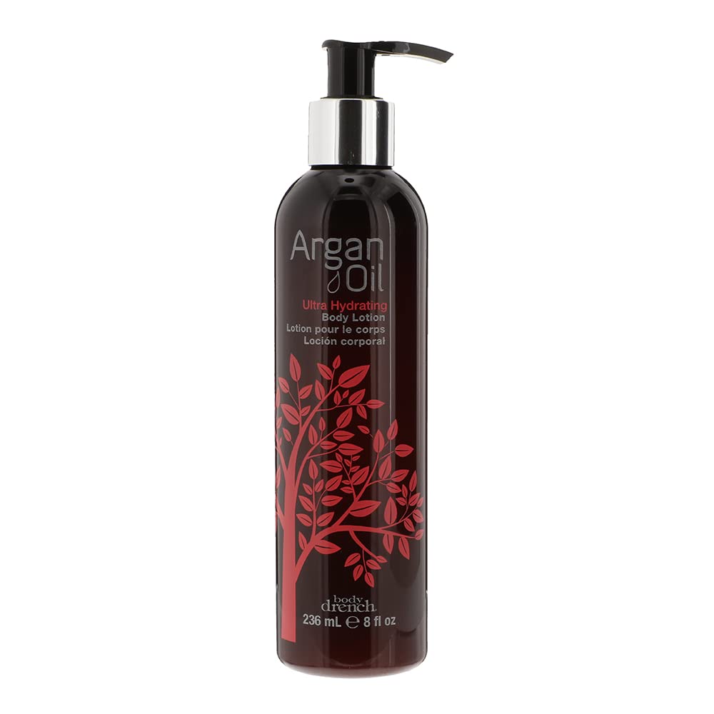 Body Drench Argan Oil Skin Moisturizer - Ultra Hydrating Body Lotion for Dry Skin | Non-Greasy Lightweight Formula | Skin Softening & Nourishing | 8 fl oz | Perfect for Daily Hydration & After-Shower Care