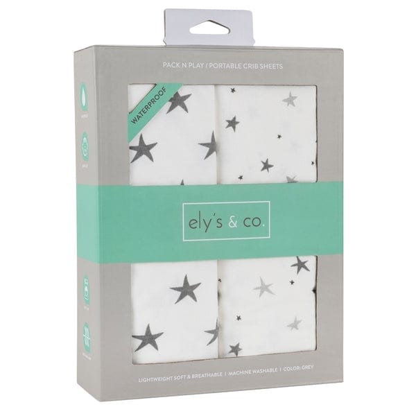 Elys & Co 2-Pack Waterproof Pack and Play Sheets - Soft, Breathable Crib Mattress Protectors for Baby's Comfort | Perfect for Daycare, Travel & Home Nursery Use