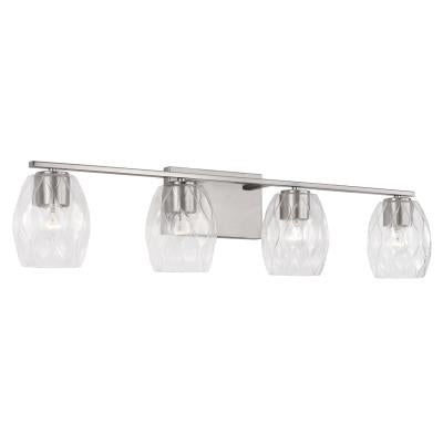 Luke Nickel Vanity Light - Modern Bathroom Lighting Fixture with Clear Glass Shades for Makeup Mirror & Vanity Area, Perfect for Bedroom, Bathroom, or Dressing Room