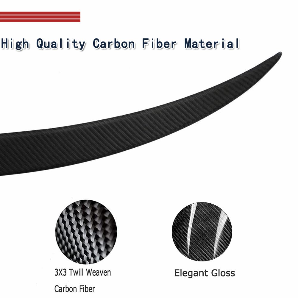 Premium Real Carbon Fiber Rear Trunk Spoiler for Tesla Model 3 (2017-2023) - Matte Black OEM Style Wing | Enhance Aerodynamics & Sporty Look | Perfect for Car Enthusiasts & Performance Upgrades