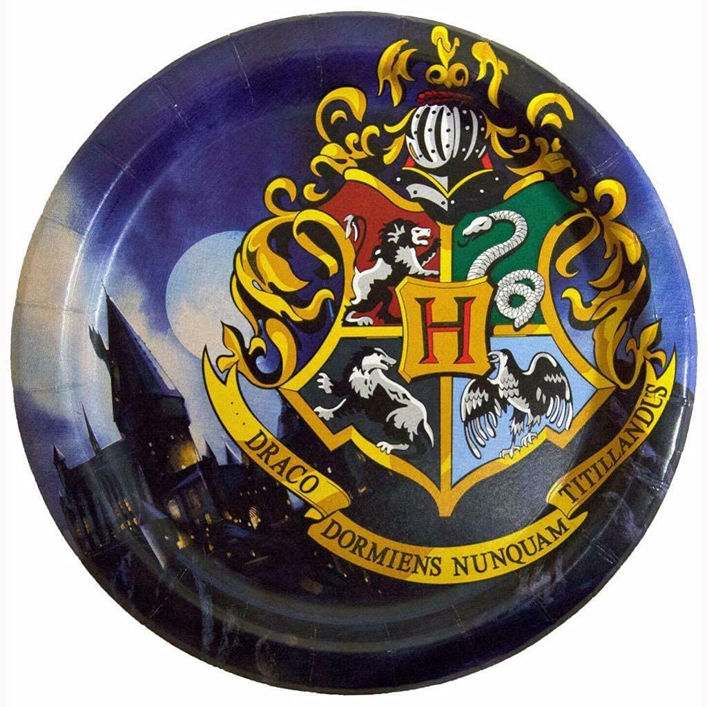 Harry Potter 7-Inch Round Dessert Plates - Set of 8 - Officially Licensed Hogwarts Themed Party Tableware for Birthdays, Halloween & Movie Nights