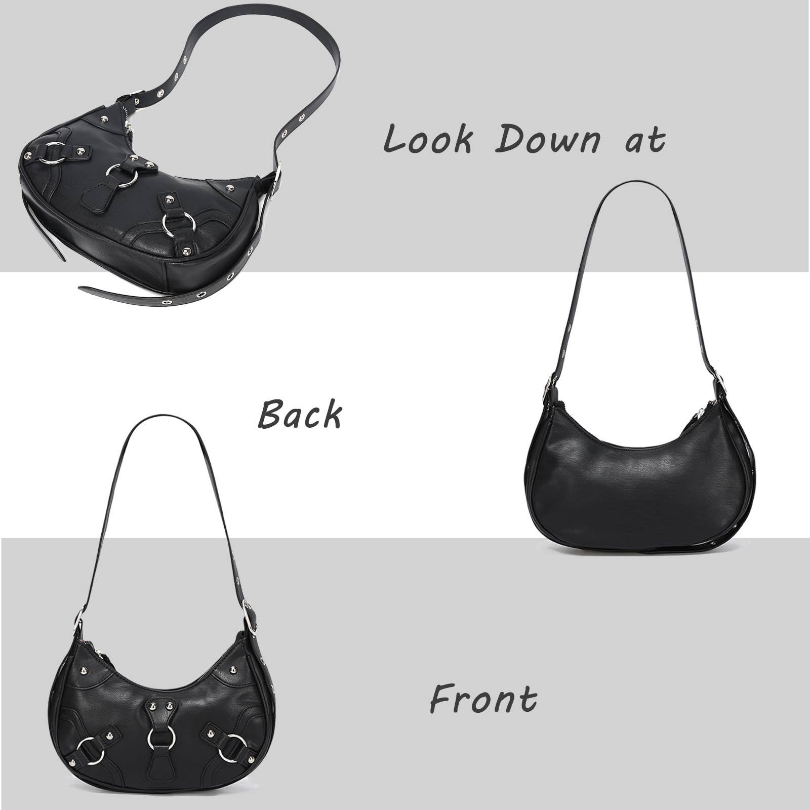 CATMICOO Y2K Shoulder Bag - Cute 90s Punk Underarm Purse for Women | Vintage Aesthetic Crossbody Bag | Perfect for Concerts, Raves & Streetwear Fashion