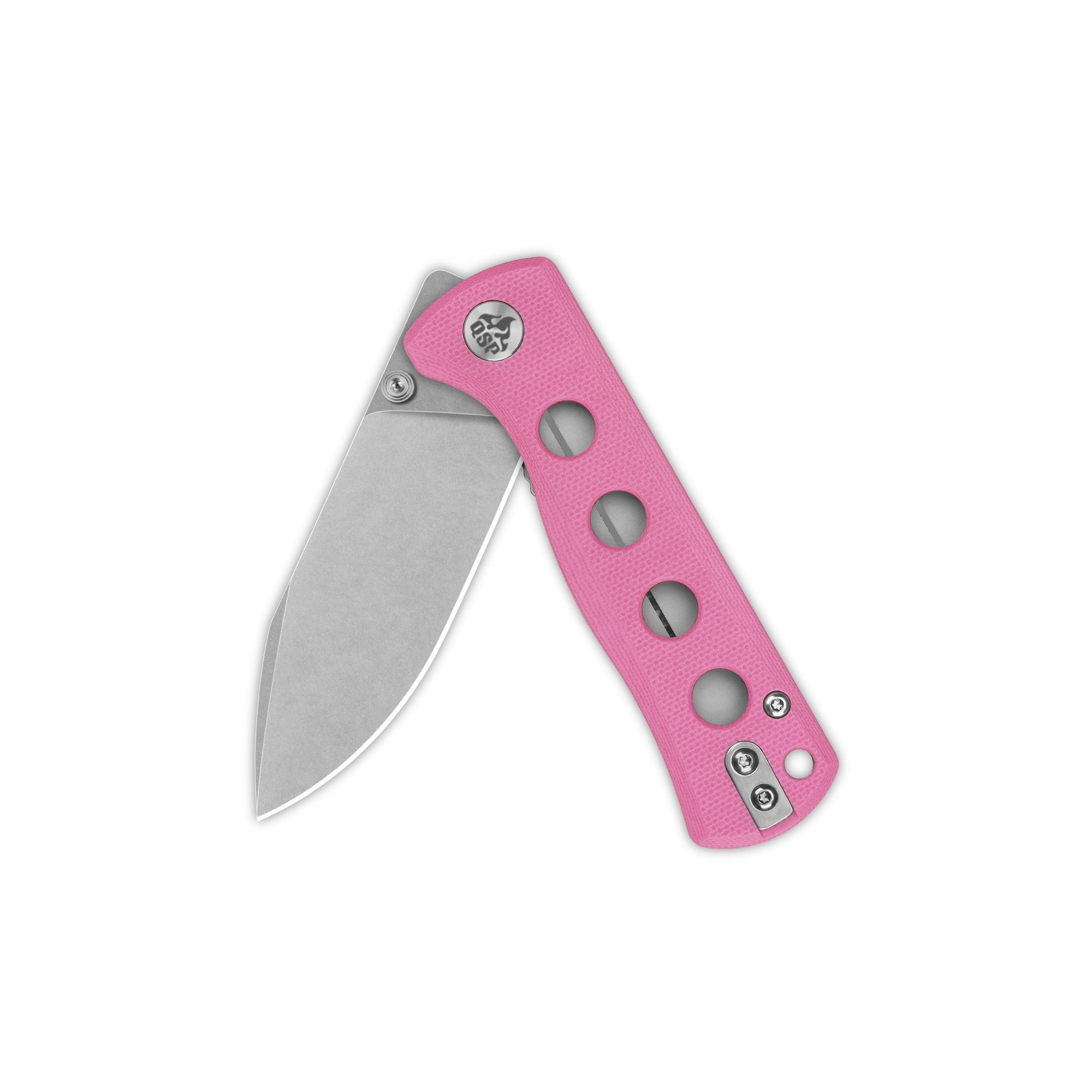 QSP Canary Folding Pocket Knife - 14C28N Stainless Steel Blade, Pink G10 Handle - EDC, Camping, Hiking & Outdoor Survival Tool