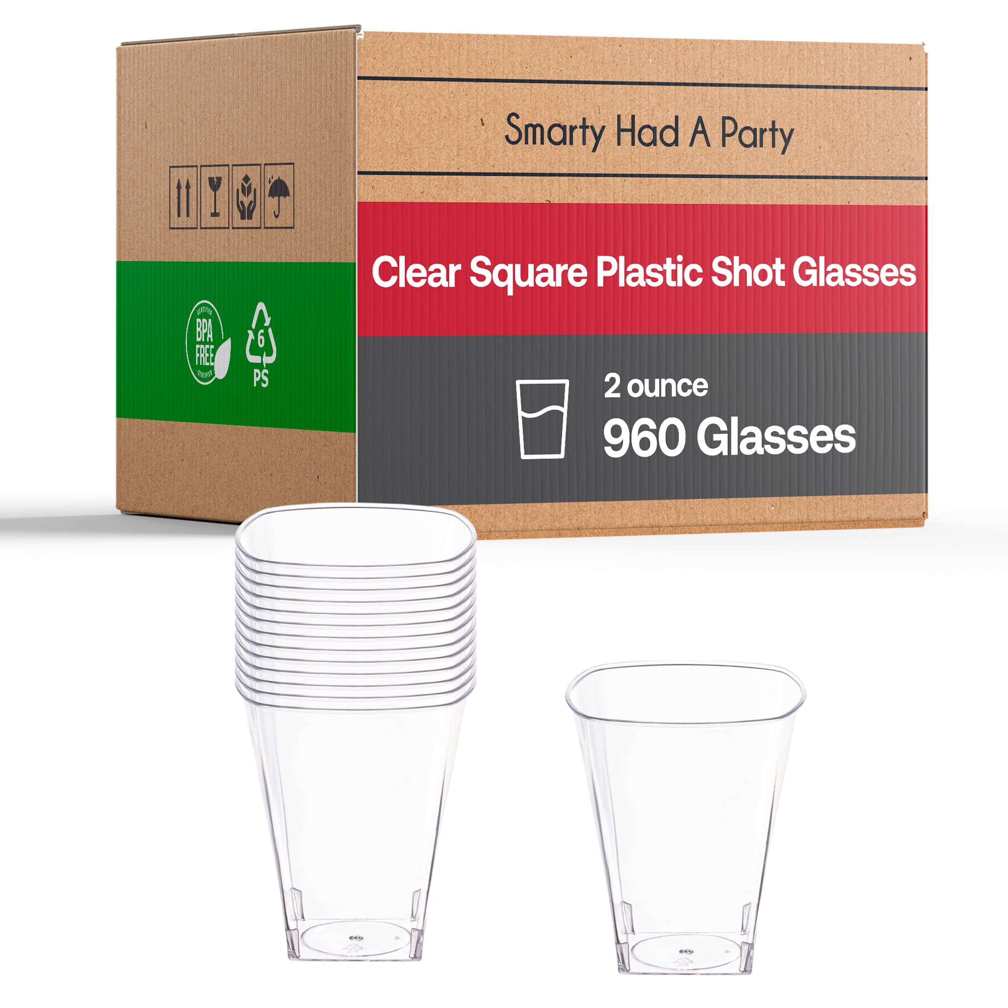 960 Pack Plastic Shot Glasses - 2oz Clear Disposable Tequila Shot Cups for Jello Shots, Cocktails & Party Drinks - Bulk Party Supplies for Weddings, Bars, and Celebrations