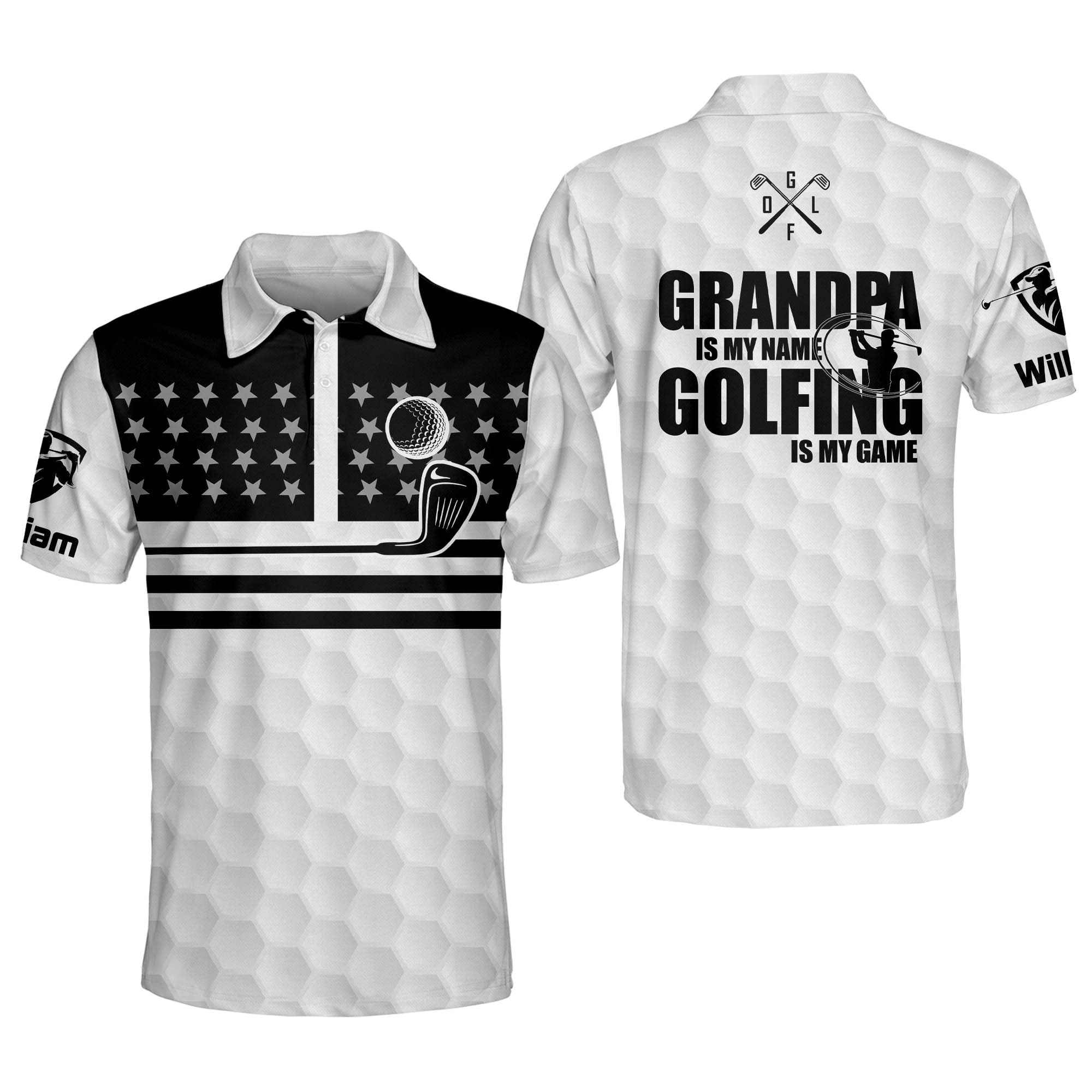 LASFOUR Personalized Funny Golf Shirts for Men - Retro Short Sleeve Dry Fit Polo Shirt - Breathable Moisture Wicking Golf Apparel - Perfect for Golf Tournaments, Casual Wear & Outdoor Sports