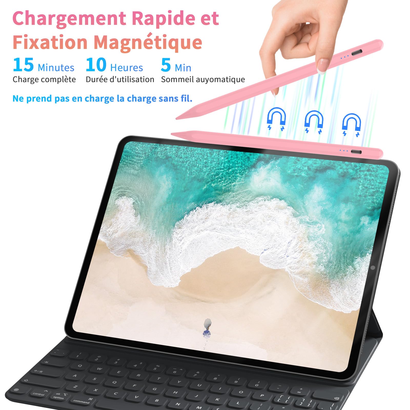 Premium iPad Stylus Pen - Fast Charging & Magnetic Apple Pencil Alternative for iPad Pro 11/12.9, iPad Air 5/4/3, iPad Mini 6/5, iPad 10/9/8/7/6 (2018-2024 Models) - Pink Digital Drawing & Note Taking Pen for Artists, Students & Professionals