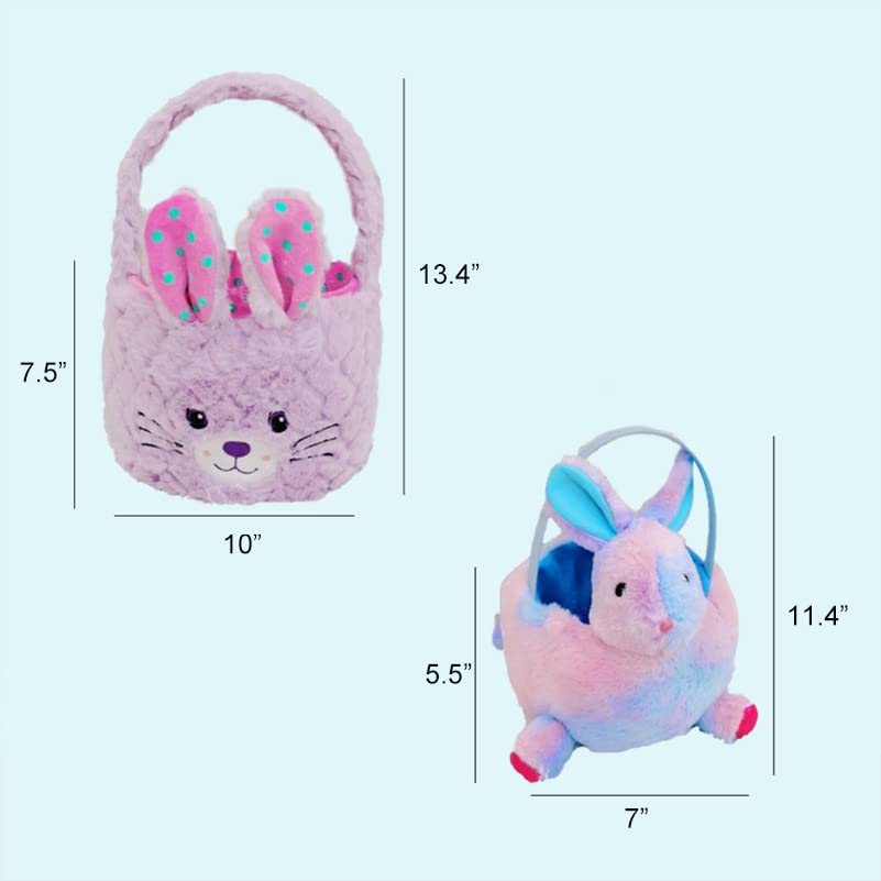 Easter Basket Bags for Kids - Plush Purple Bunny Gift Bags for Easter Eggs, Candy, Toys & Gifts | Perfect for Easter Egg Hunts, Party Favors & Holiday Celebrations