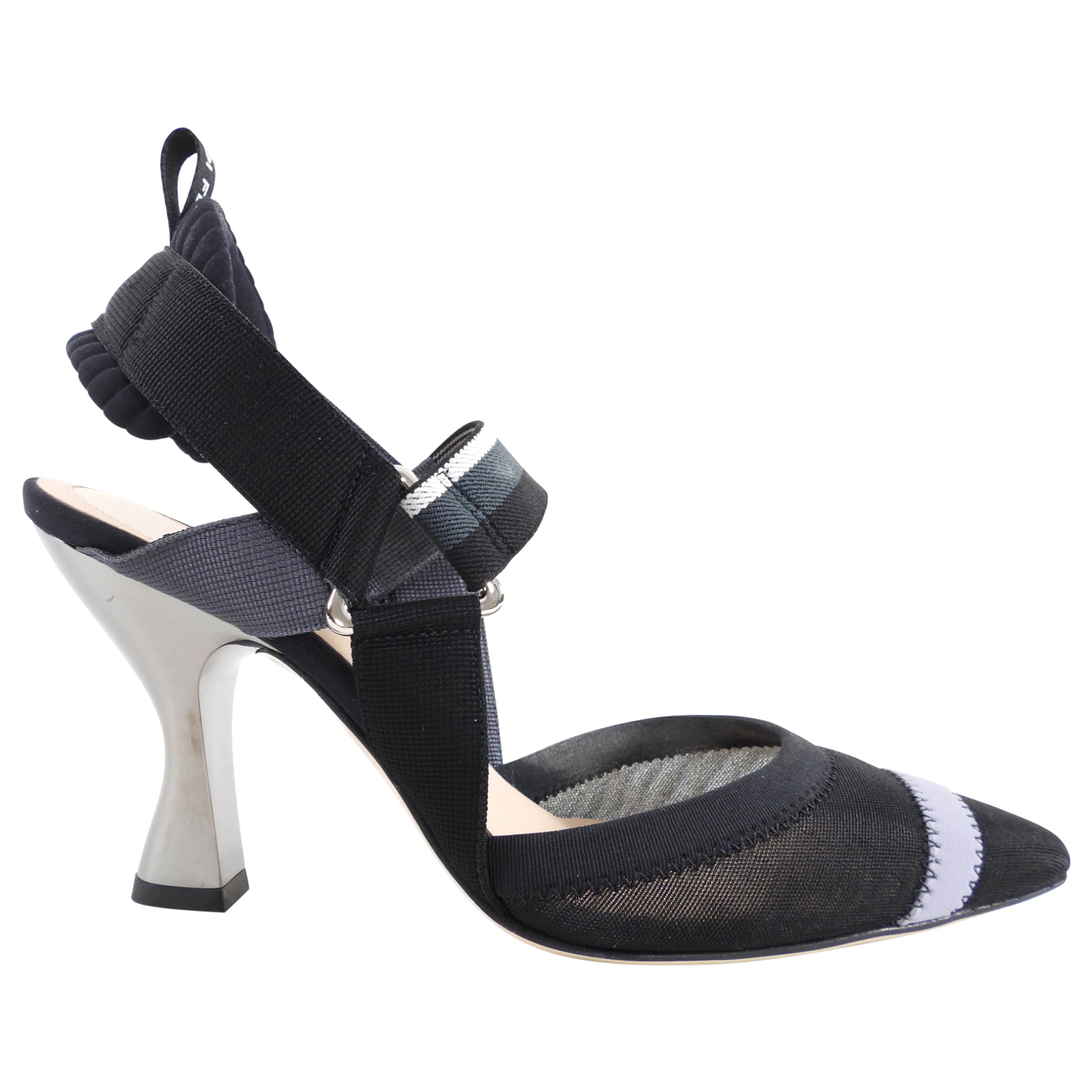 Fendi Black Mesh Colibri High Heel Sandals Women's Size 37 | Luxury Designer Pumps for Evening Parties & Special Occasions