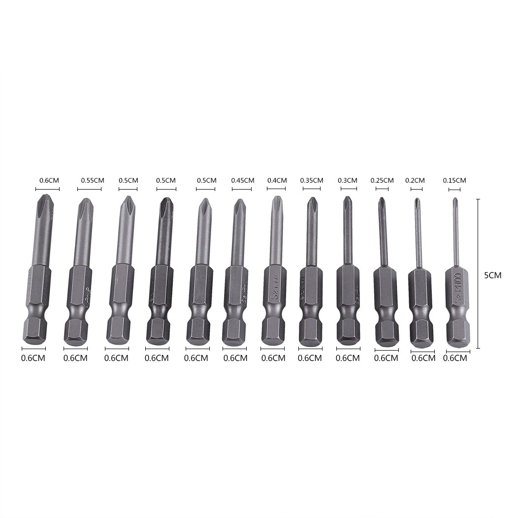 Oumefar 12-Piece Magnetic Head Screwdriver Bit Set with 1/4