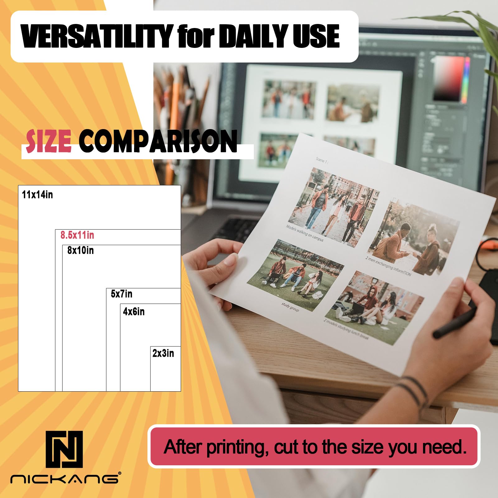 Premium Glossy Photo Paper 8.5x11 Inches - 200 GSM Heavyweight Inkjet Printer Paper - 100 Sheets Bulk Pack - Letter Size Picture Paper for Vibrant Photos (Ideal for Photo Printing, Scrapbooking & Professional Presentations)