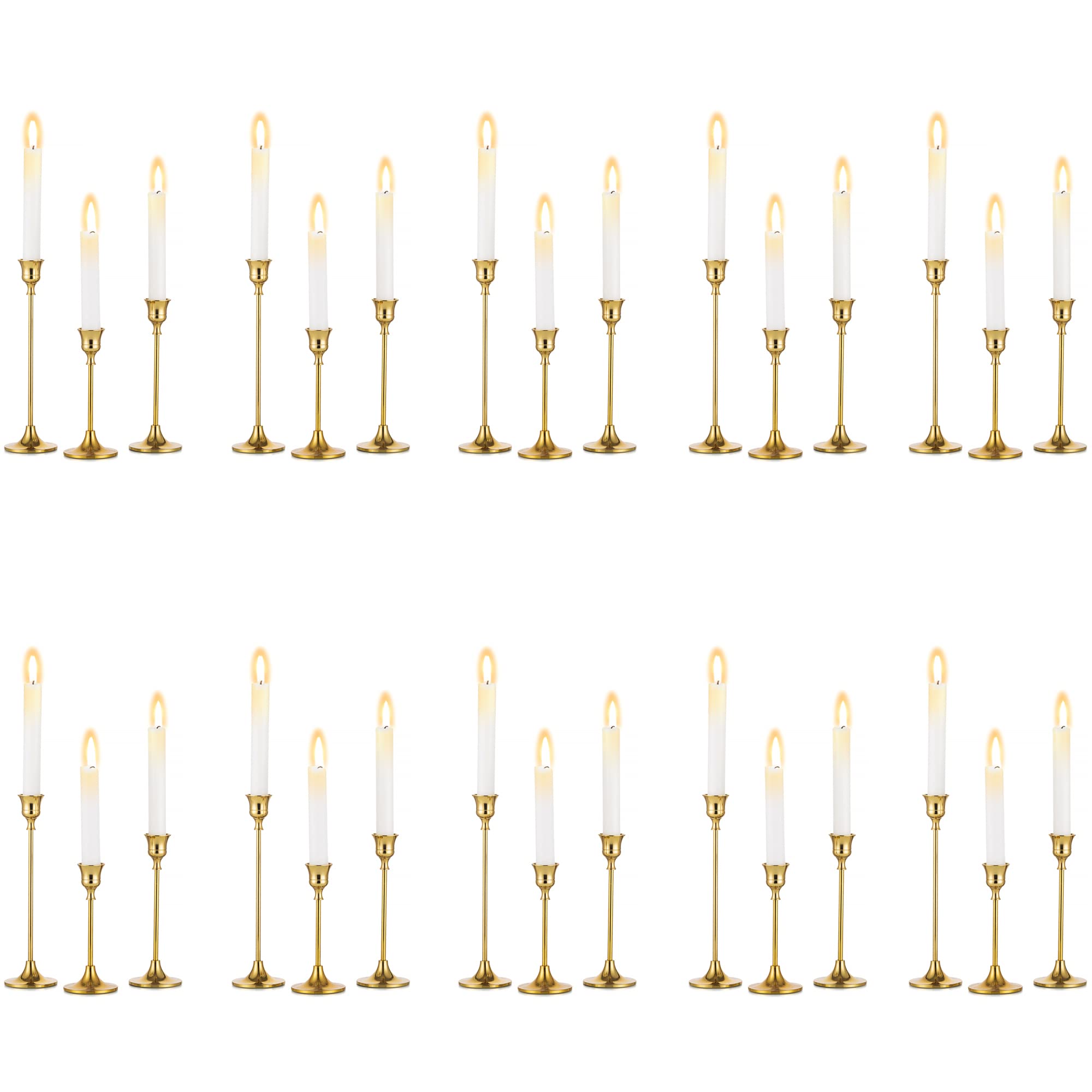 30-Piece Gold Taper Candle Holders Set - Elegant Metal Candlestick Holders for 3/4 Inch Thick Candles - Perfect for Wedding Centerpieces, Home Decor, Dining Table & Party Decorations (Use for Romantic Dinners, Holiday Decor, Church Ceremonies)