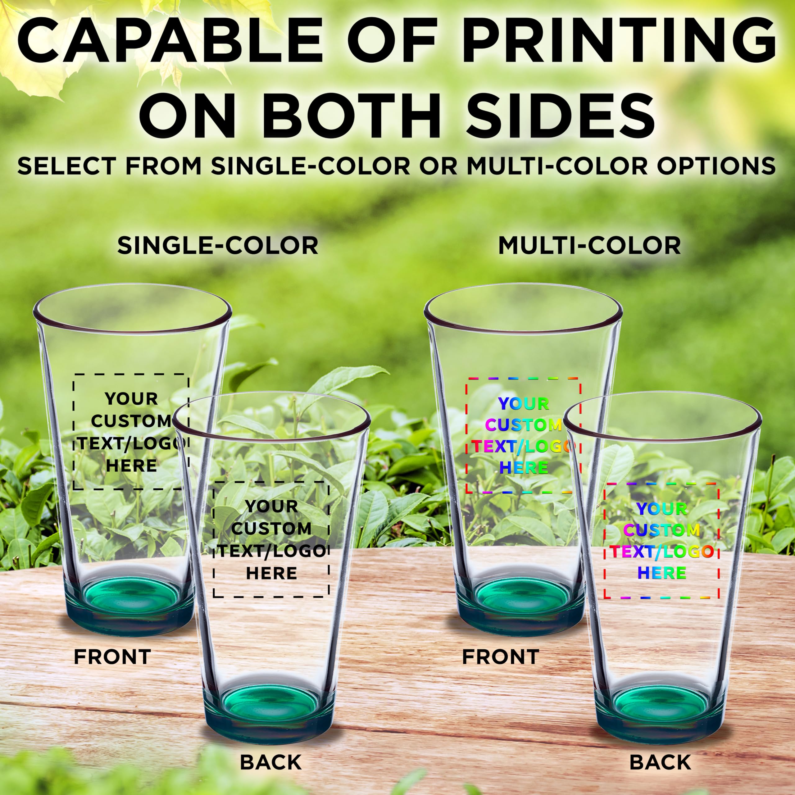 Custom Engraved 16 oz Beer Pint Glasses - Bulk Set of 50 Heavy Duty Bar Glasses with Thick Base | Personalized Restaurant Glassware, Stackable Design - Ideal for Bars, Pubs, Catering Events & Commercial Use