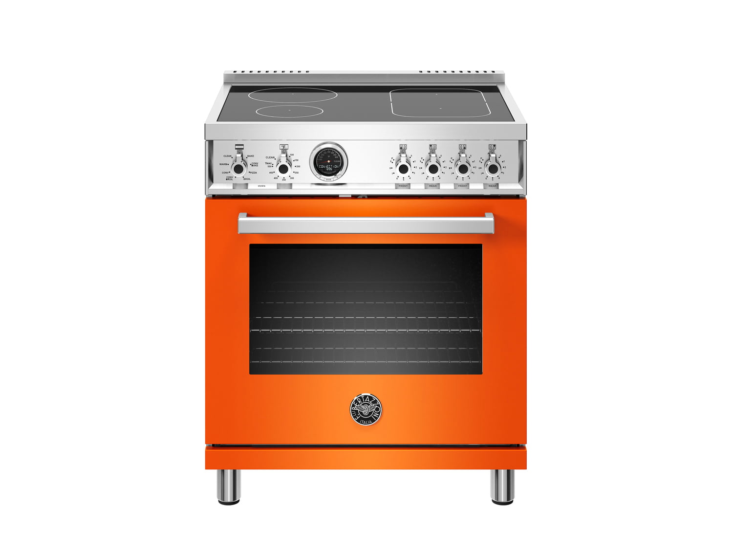 Bertazzoni PROF304INSART 30 Inch Induction Range with 4 Heating Zones & Self-Cleaning Electric Oven in Arancio Orange - Perfect for Modern Kitchens, Home Chefs & Gourmet Cooking