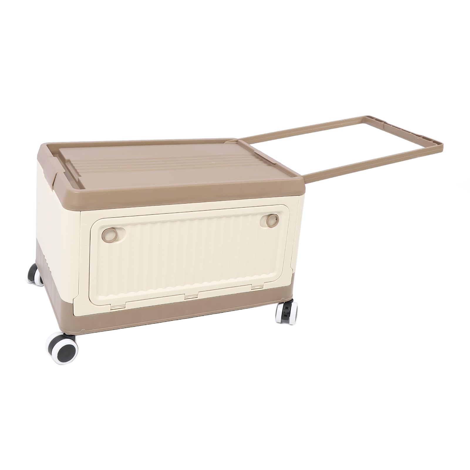 PP Stackable Rolling Utility Storage Box with Handle - Large Folding Storage Bin with Lid & Wheels - Organizer for Clothes, Books, Snacks, Groceries - Perfect for Home, Office, Garage & Dorm Organization