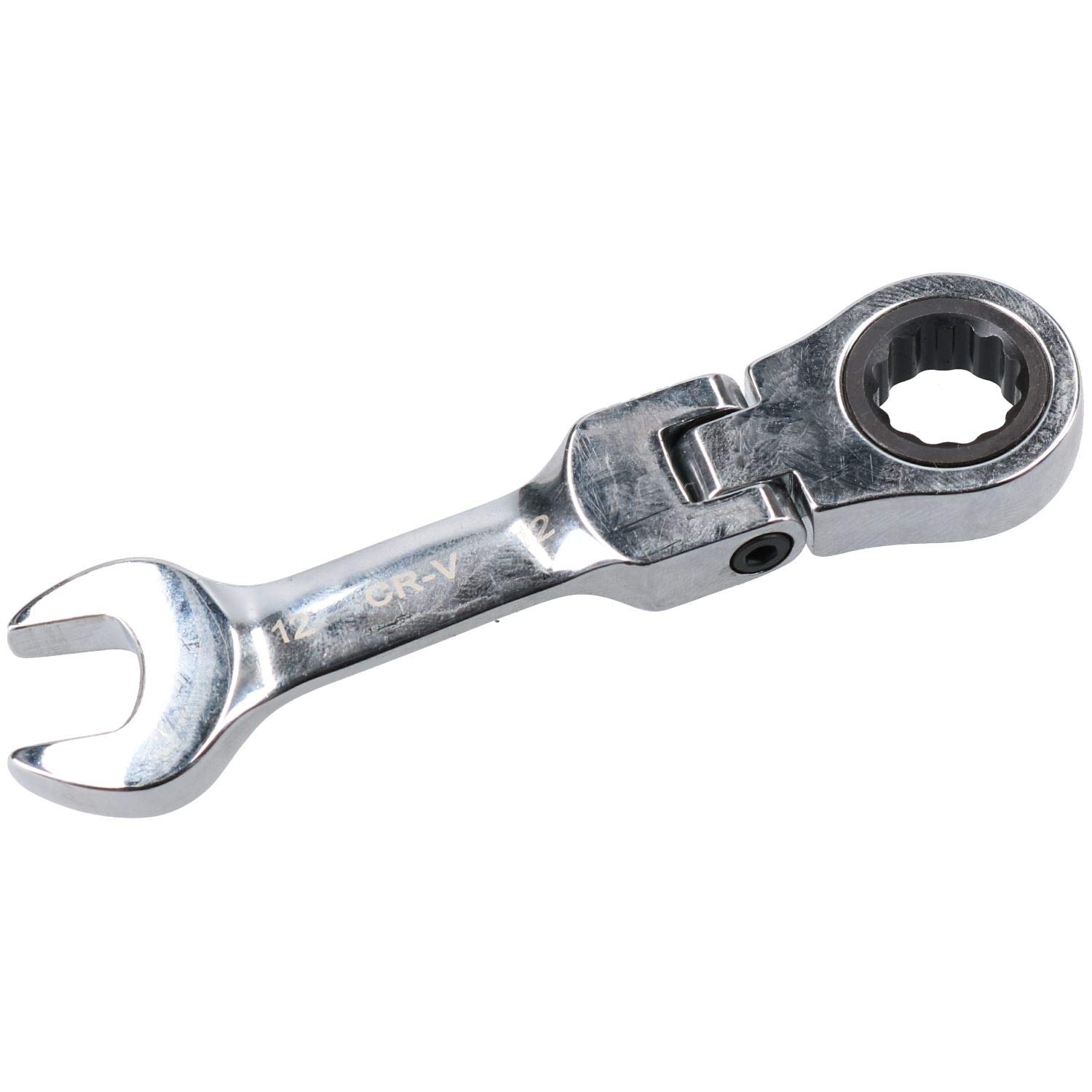 12mm Stubby Metric Flexible Head Ratchet Wrench - 72-Tooth Gear for Tight Spaces - Perfect for Automotive Repair & DIY Projects