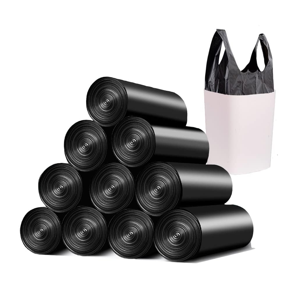 4 Gallon Small Black Trash Bags with Handles - 200 Count Thickened Garbage Bags for Bathroom, Bedroom, Office & Kitchen | Perfect for Wastebaskets, Small Trash Cans & Daily Household Use