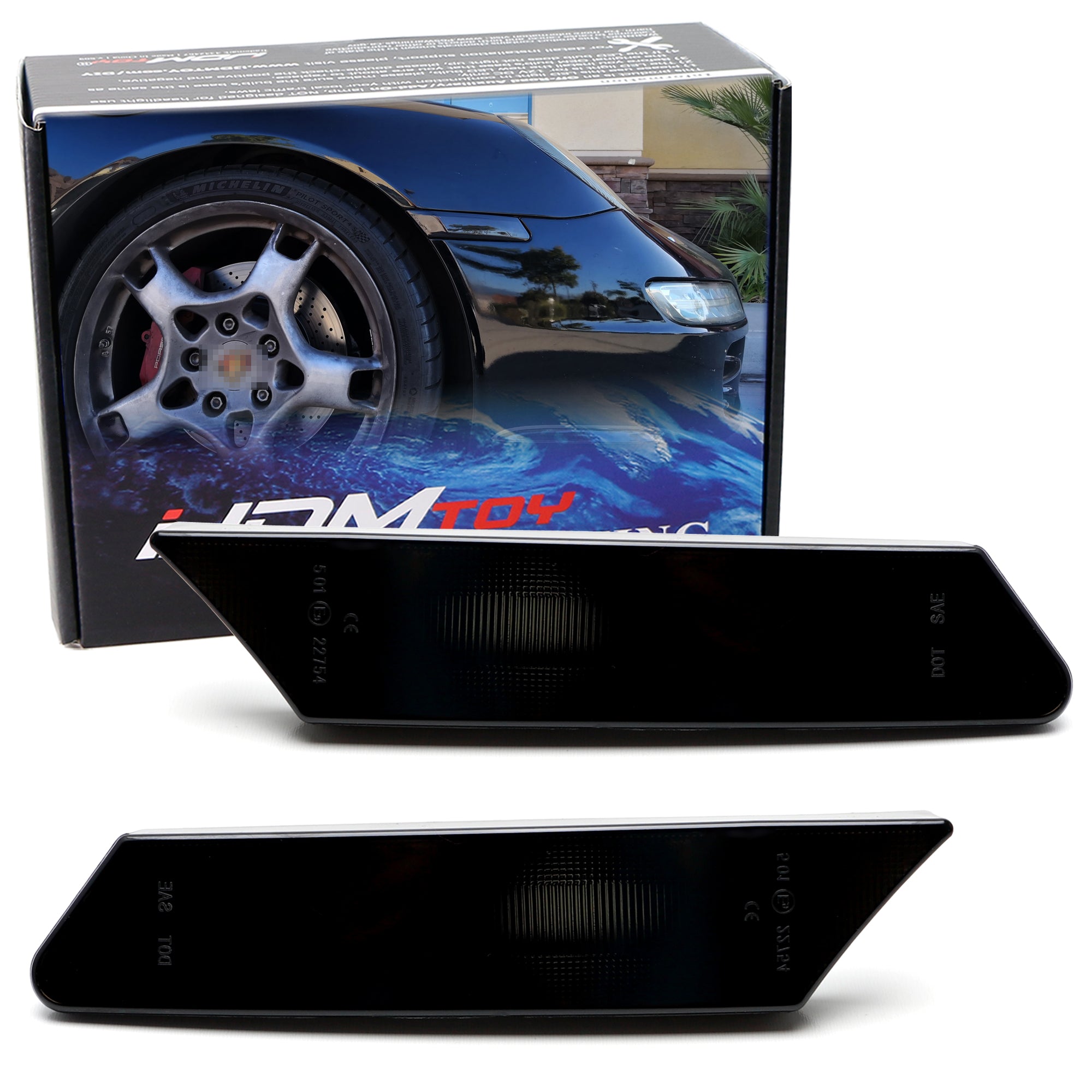 Euro Smoke Front Bumper Side Marker Lens for Porsche Cayman Boxster 987 & 911 997 - Compatible with 2005-2012 Models | Durable Replacement Light Cover | Enhances Vehicle Style & Night Visibility