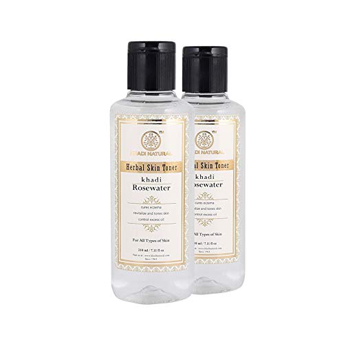 Khadi Natural Rose Water for Face & Hair - 210ml (Pack of 2) | Alcohol-Free Toner, Hydrating Mist & Makeup Setting Spray | Perfect for Skincare Routine, Aromatherapy & Refreshing Spritz