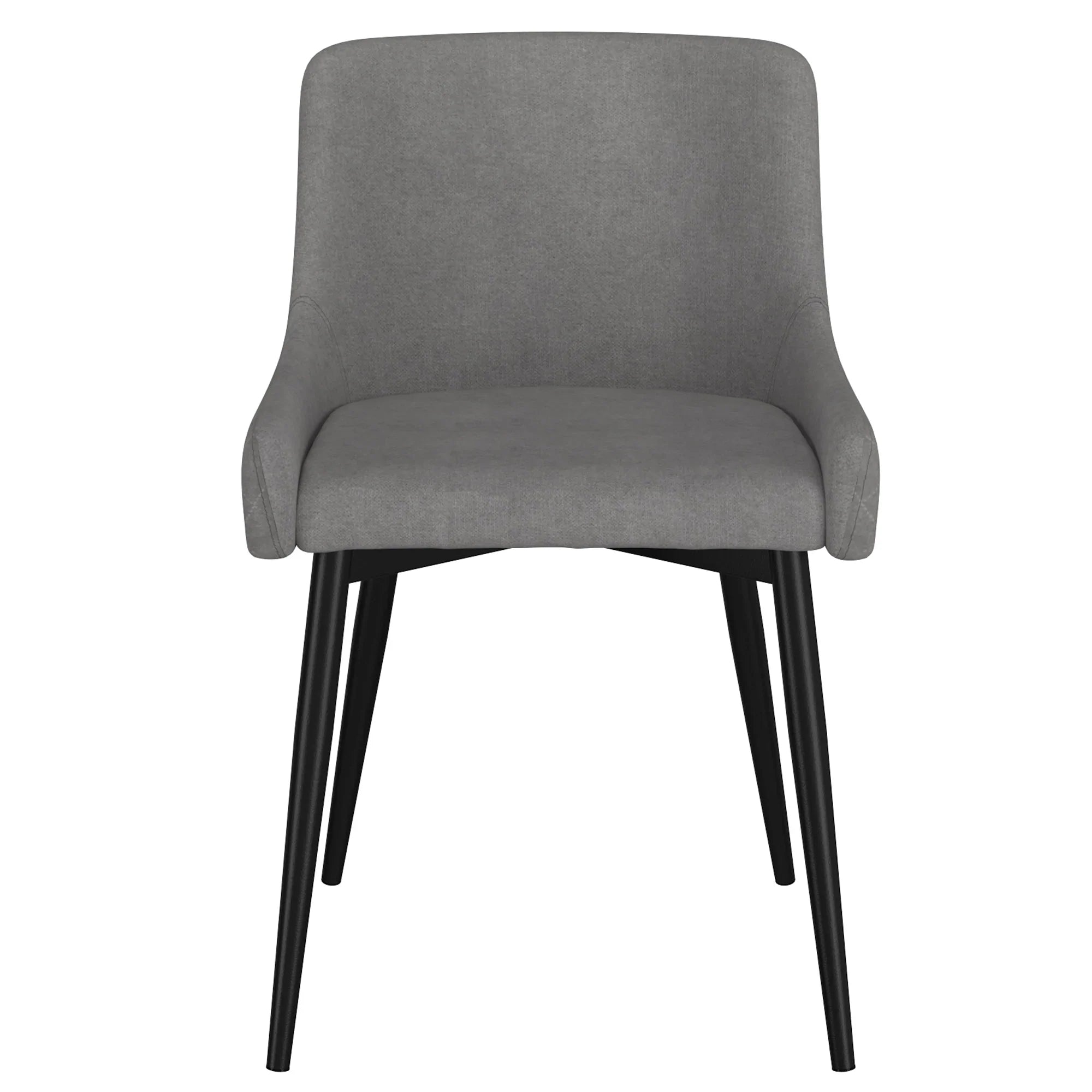 Bianca Modern Side Chairs Set of 2 - Grey Upholstery with Black Metal Legs - Perfect for Dining Room, Kitchen, Office or Living Room Accent Seating