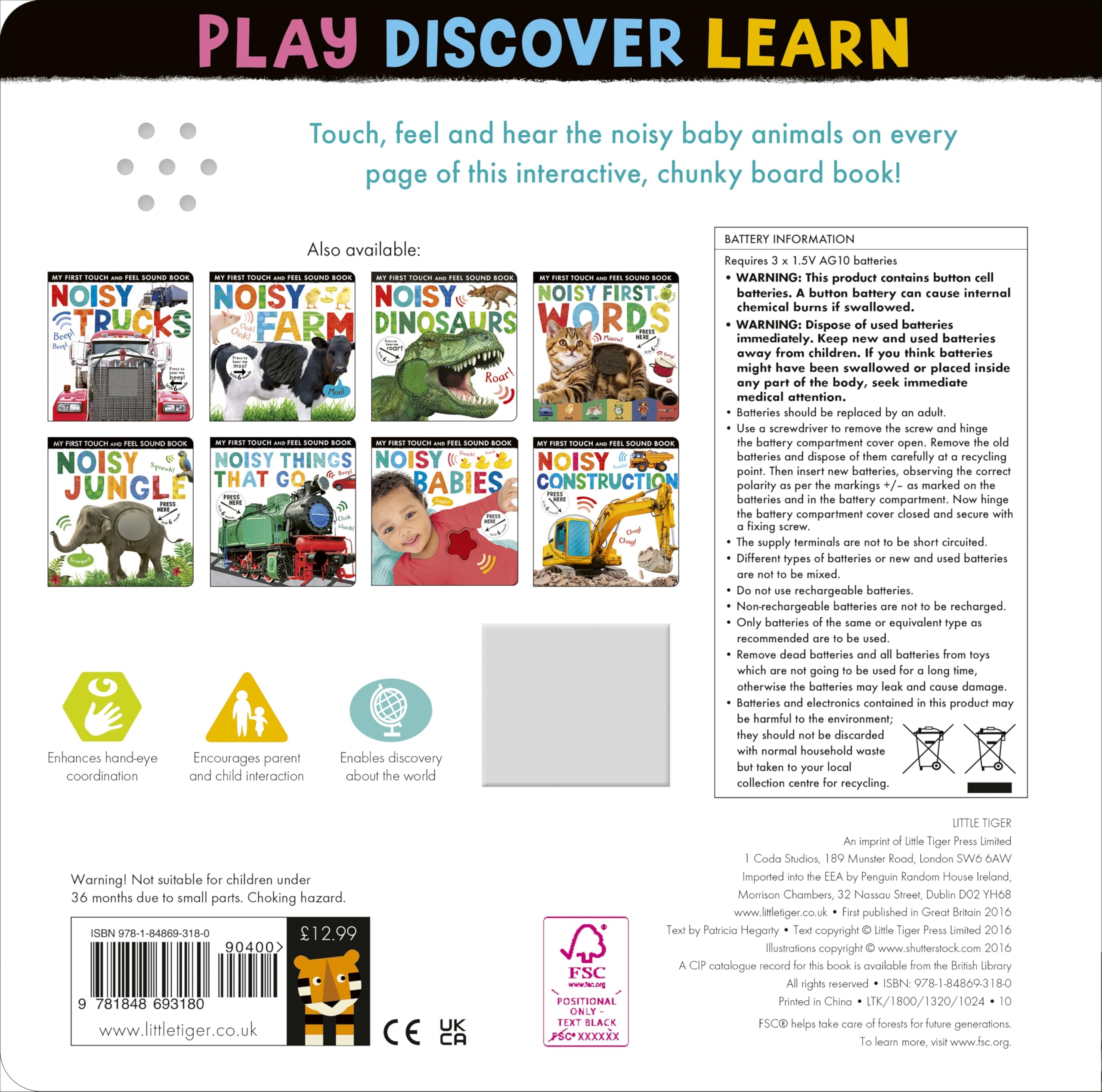 Noisy Touch and Feel Baby Animals Book - Interactive Sound Book for Toddlers & Kids - Perfect for Early Learning, Sensory Play, and Bedtime Stories