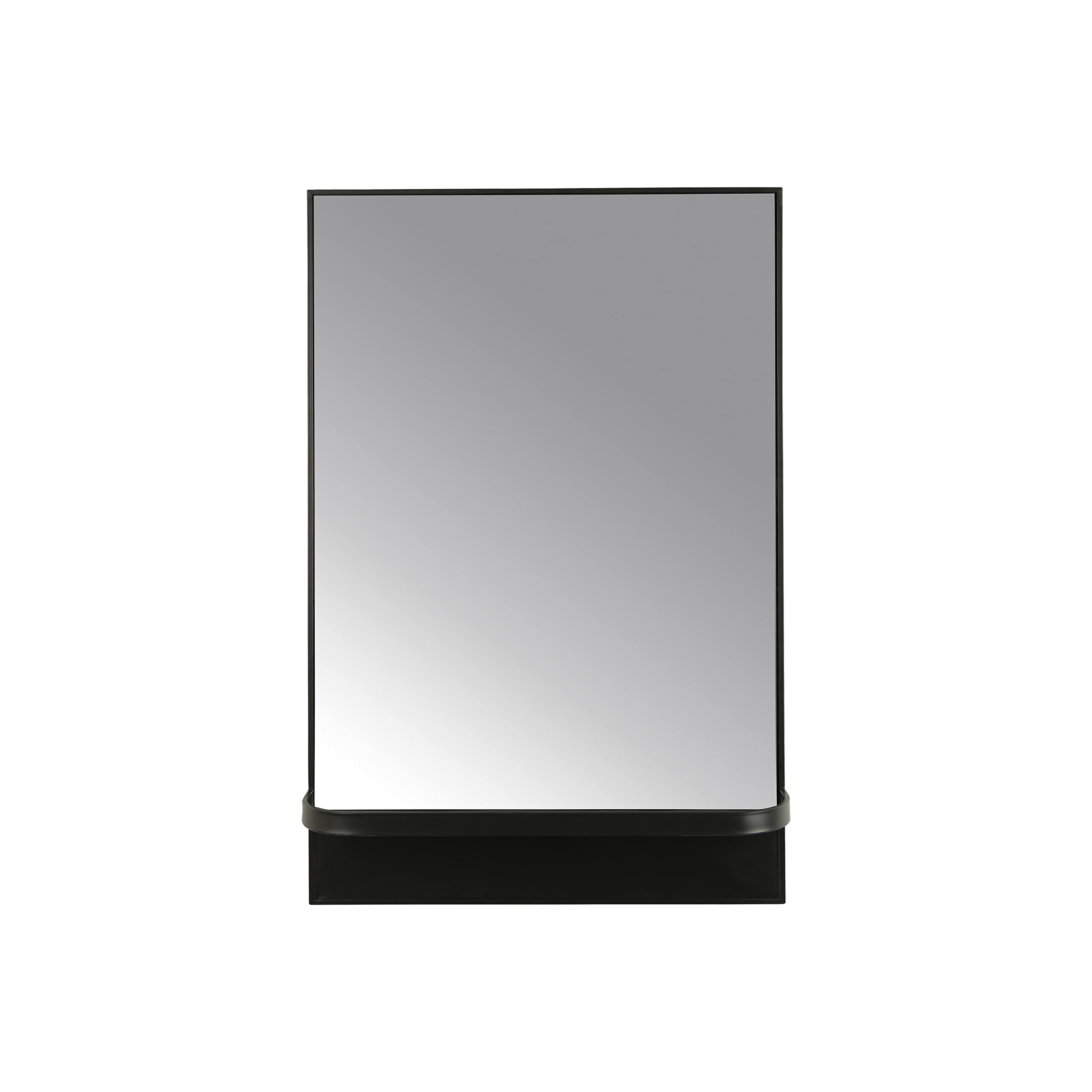 Modern Metal Framed Wall Mirror with Shelf - Stylish Home Decor for Living Room, Bedroom & Entryway - Space-Saving Functional Mirror with Display Shelf