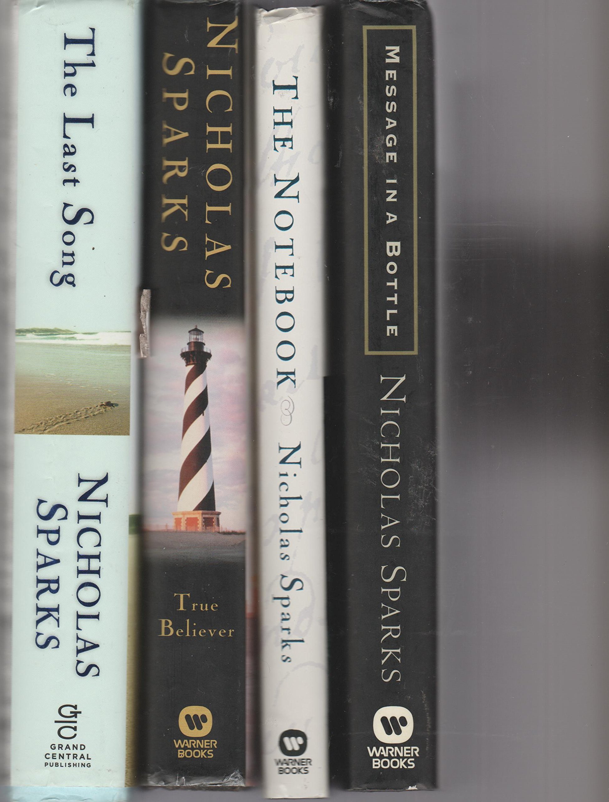 Nicholas Sparks 4-Book Collection - The Last Song, The Notebook, Message In A Bottle & True Believer - Perfect for Romance Readers & Book Club Discussions