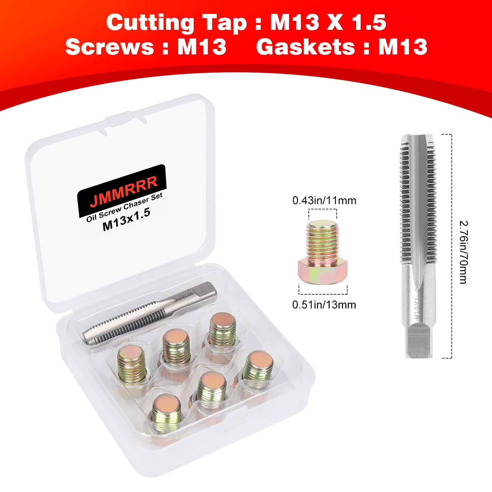 M13 x 1.5MM Oil Drain Plug Thread Repair Kit - Oil Pan Screw Rethreading Tool Set for Automotive Maintenance & Engine Repair (Ideal for DIY Mechanics & Professional Garage Use)