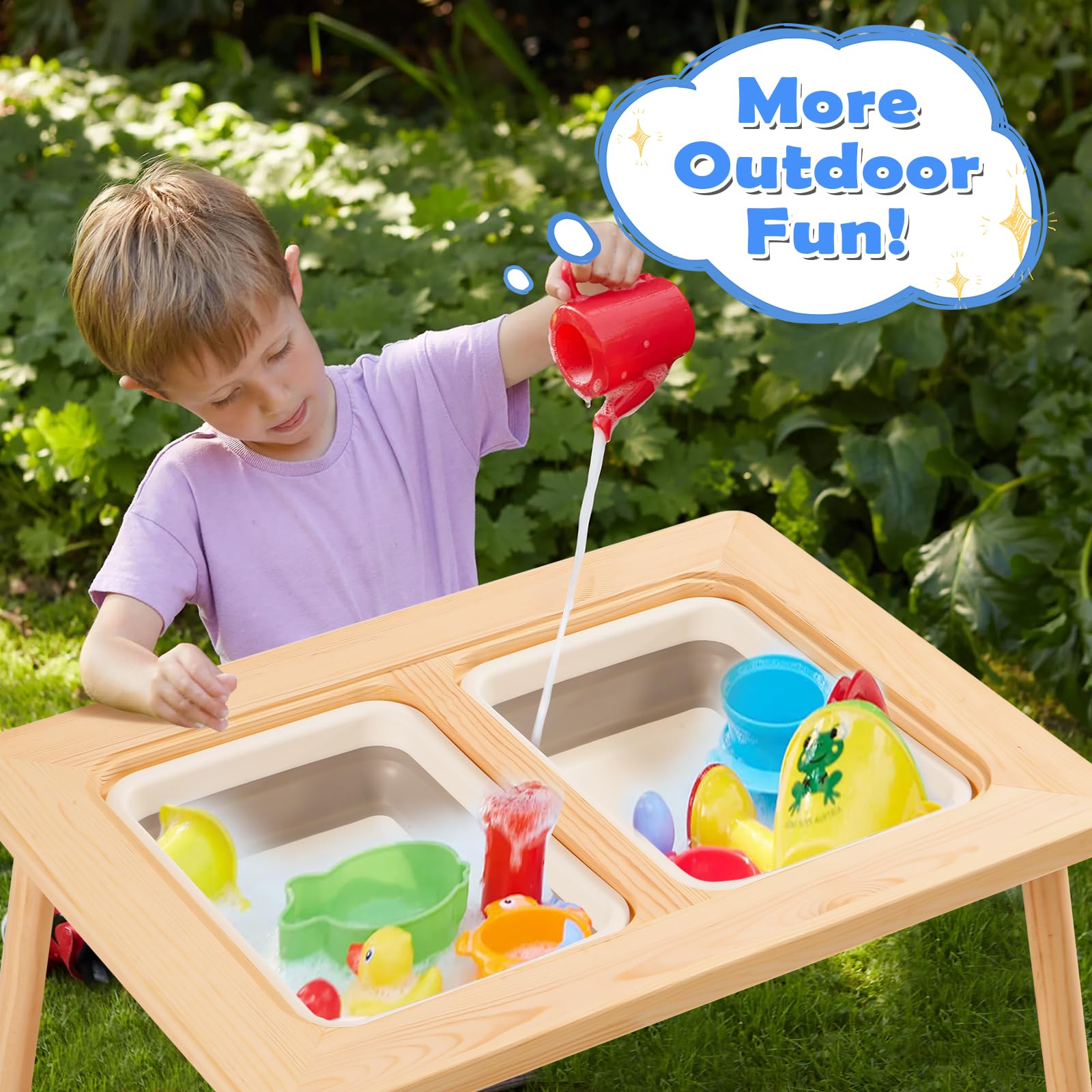 **Kids Sensory Table with 2 Stools - Multifunctional Toddler Sand & Art Play Table for Indoor Activities - Includes 2 Storage Bins & 2 Stools - Perfect for Sensory Play, Drawing & Creative Learning**