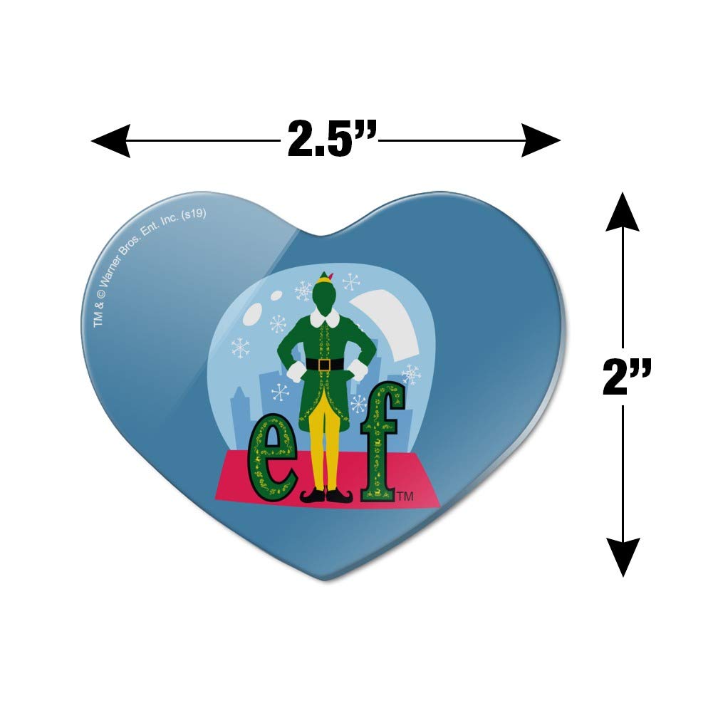 Elf Snow Globe Heart Acrylic Fridge Magnet - Christmas Decorative Refrigerator Accessory for Holiday Home & Office Decor