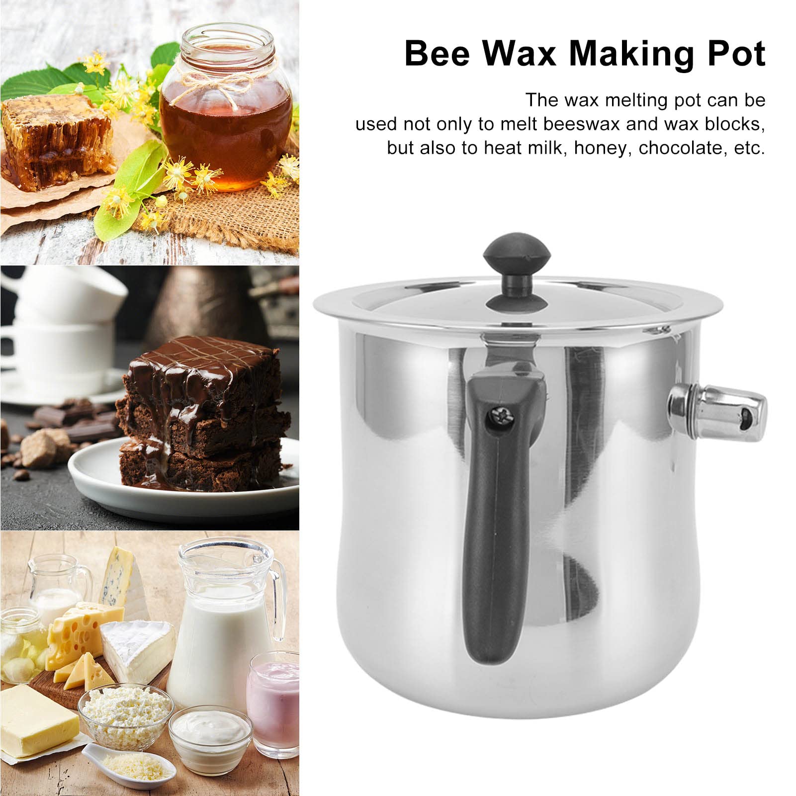 Premium 304 Stainless Steel Bee Wax Melting Pot for Candle Making - 2.5L Capacity with Heat-Resistant Handle & Lid - Beekeeping & DIY Candle Supplies (Perfect for Home Crafting, Soap Making & Wax Melting Projects)