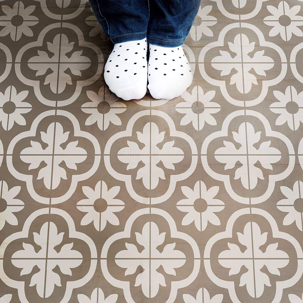 Santa Rosa Tile Stencil - Large Double Tile Stencil for Painting Floors - Reusable Cement Floor Stencils for DIY Tile Makeover - Transform Old Tiles Vertically Stacked Design - Perfect for Bathroom, Kitchen & Patio Renovations