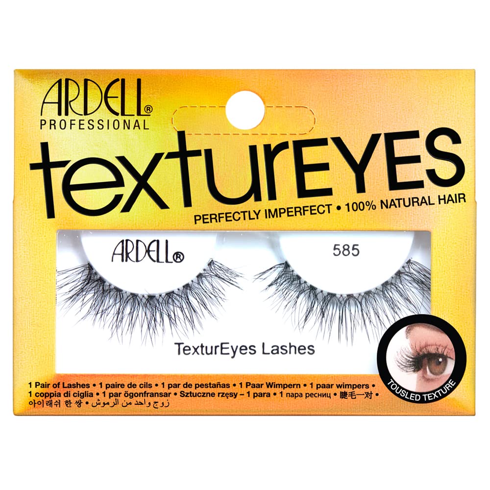 Ardell TexturEyes False Lashes 585 - Fluffy Natural Volume Eyelash Strips, Reusable Fake Lashes for Everyday Wear, 1 Pair - Perfect for Weddings, Parties & Special Occasions
