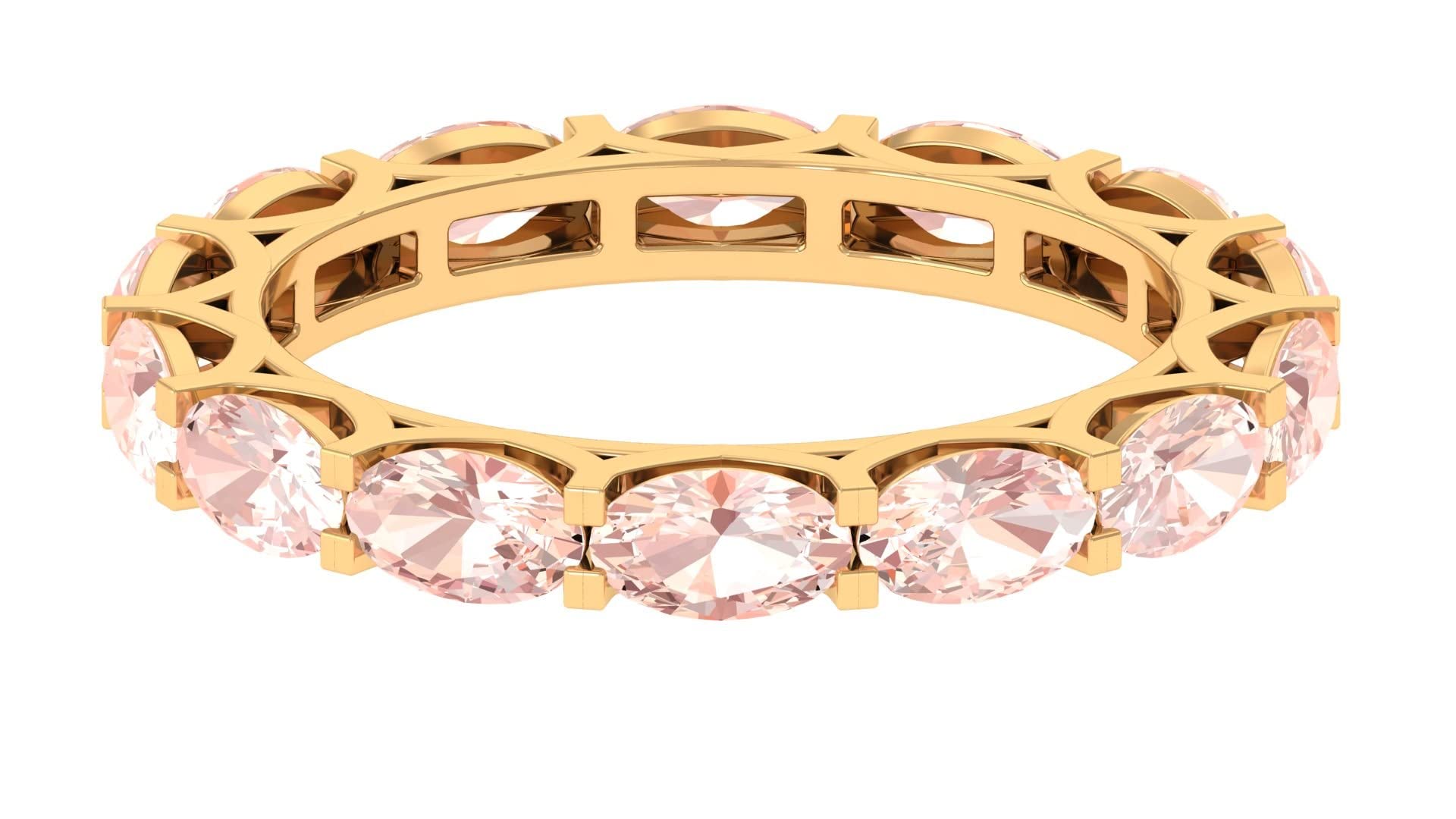 2.25 CT Oval Cut Morganite Eternity Ring in 14K Solid Gold - East West Wedding Band, Anniversary Gift for Her, Perfect for Bridal Jewelry & Special Occasions