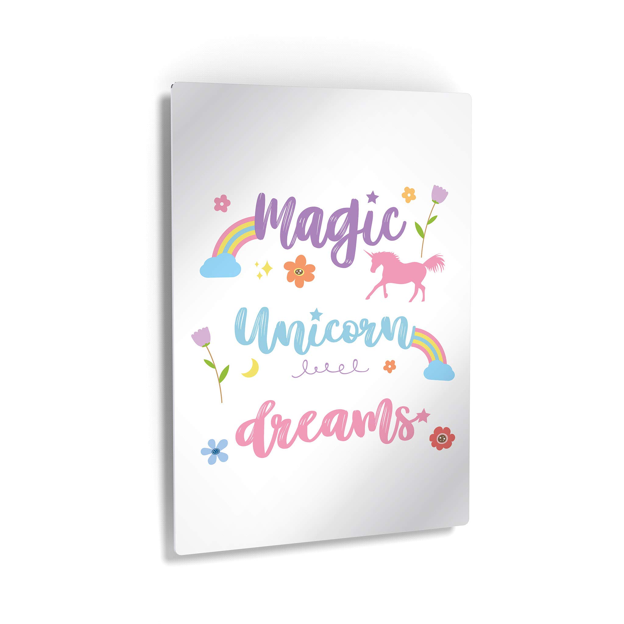 Magic Unicorn Dreams Quote Metal Wall Art - 40x30 Inch Kids Room Decor, Nursery Decor, Baby Gift with White Background | Made in USA | Perfect for Bedroom, Playroom & Birthday Presents