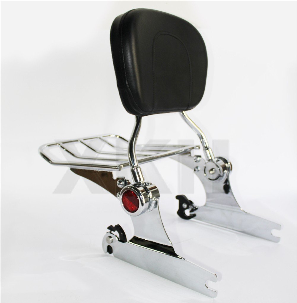 Chrome Sissy Bar Luggage Rack for Harley Davidson Softail Deluxe 2006-2017 - Heavy Duty Backrest & Storage Solution for Motorcycle Touring & Long Rides