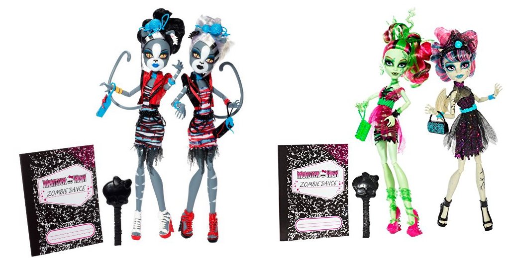 Monster High Zombie Bundle - 4 Dolls Set with Meowlody, Purrsephone, Rochelle Goyle & Venus McFlytrap - Perfect for Collectors, Halloween Decor & Gift Giving