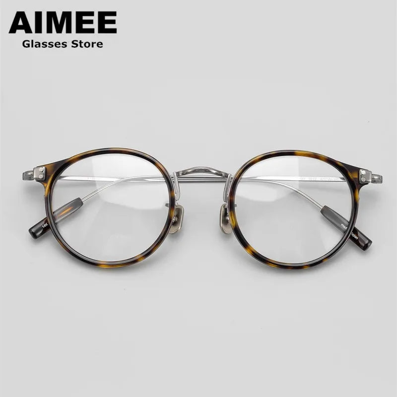 Aimee Women's Full Rim Round Titanium Acetate Eyeglasses - Lightweight & Durable Glasses for Work, Reading & Fashion