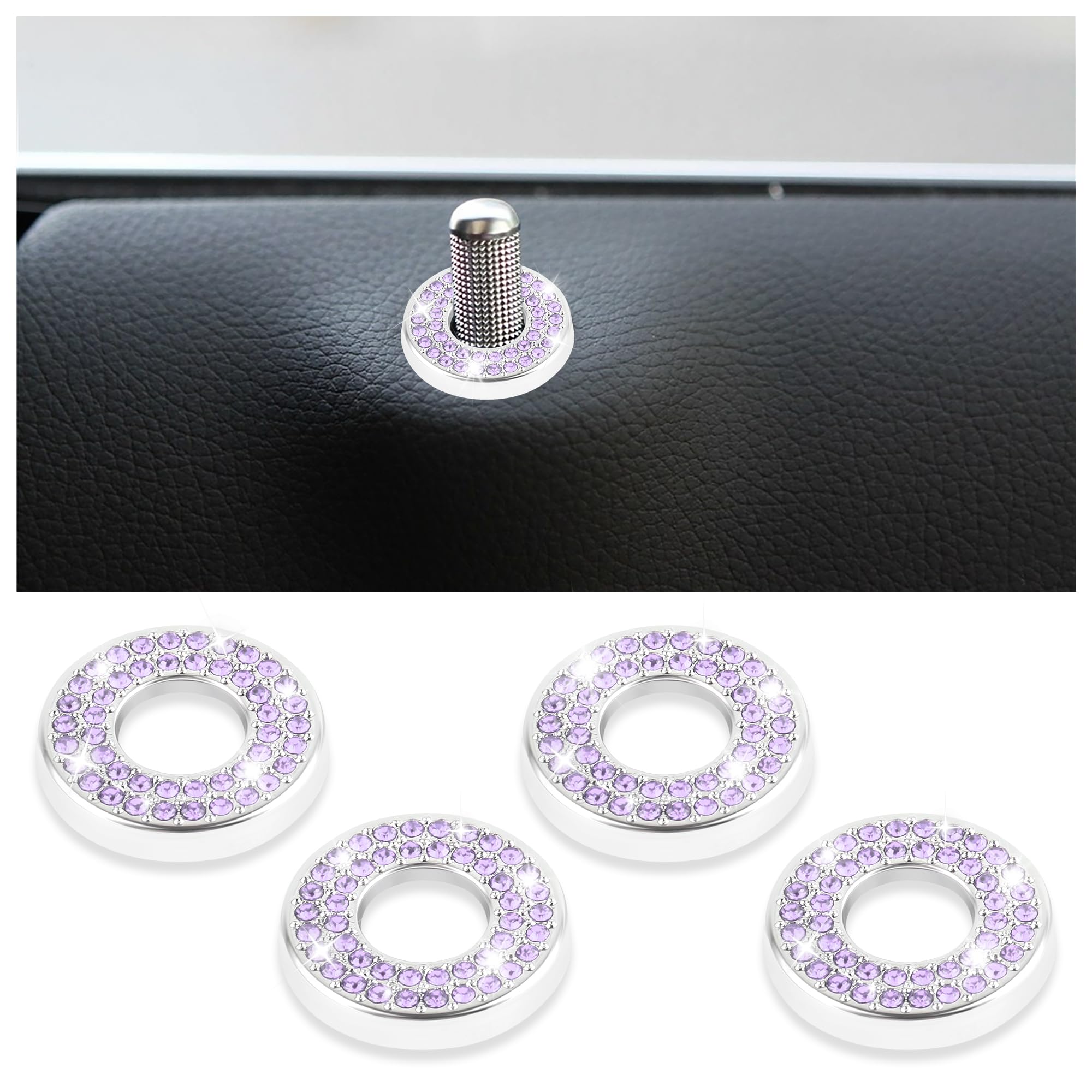 4PCS Rhinestone Car Door Lock Cover for Mercedes Benz A/B/C/E-Class - Bling Car Accessories for Women & Men (Purple) | Stylish Auto Decor & Interior Upgrade