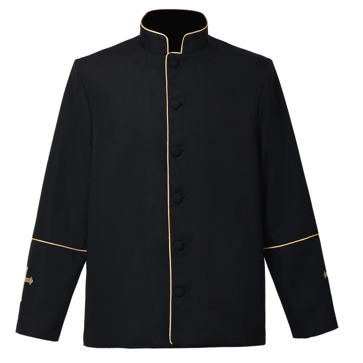 Men's Clergy Coat - Church Priest Robe Vestment with Stand Up Collar & Button Down Design - Formal Religious Attire for Pastors, Ministers & Worship Services - Perfect for Sunday Mass, Weddings & Church Ceremonies