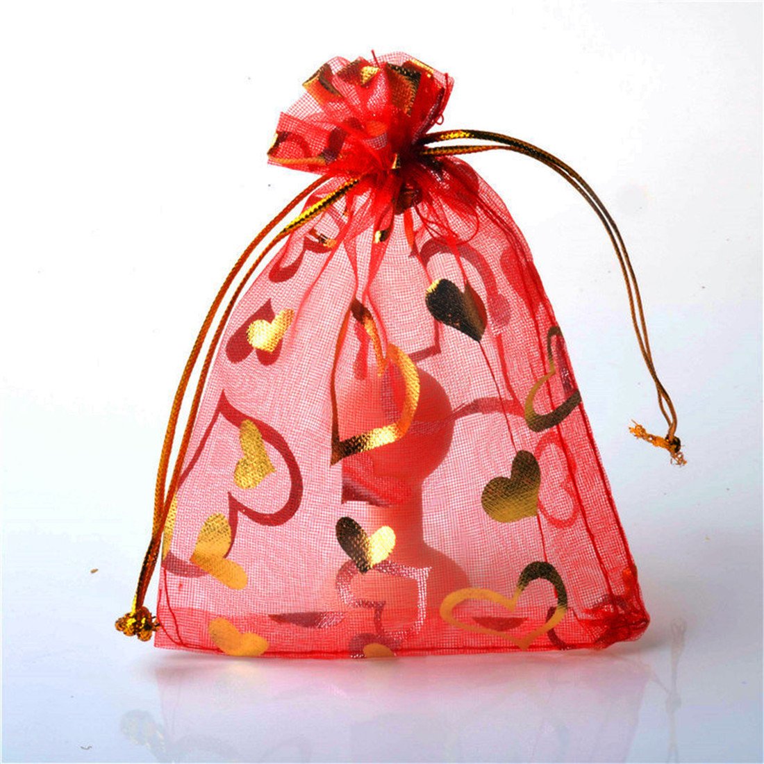 100pcs Red Organza Wedding Favor Bags 6