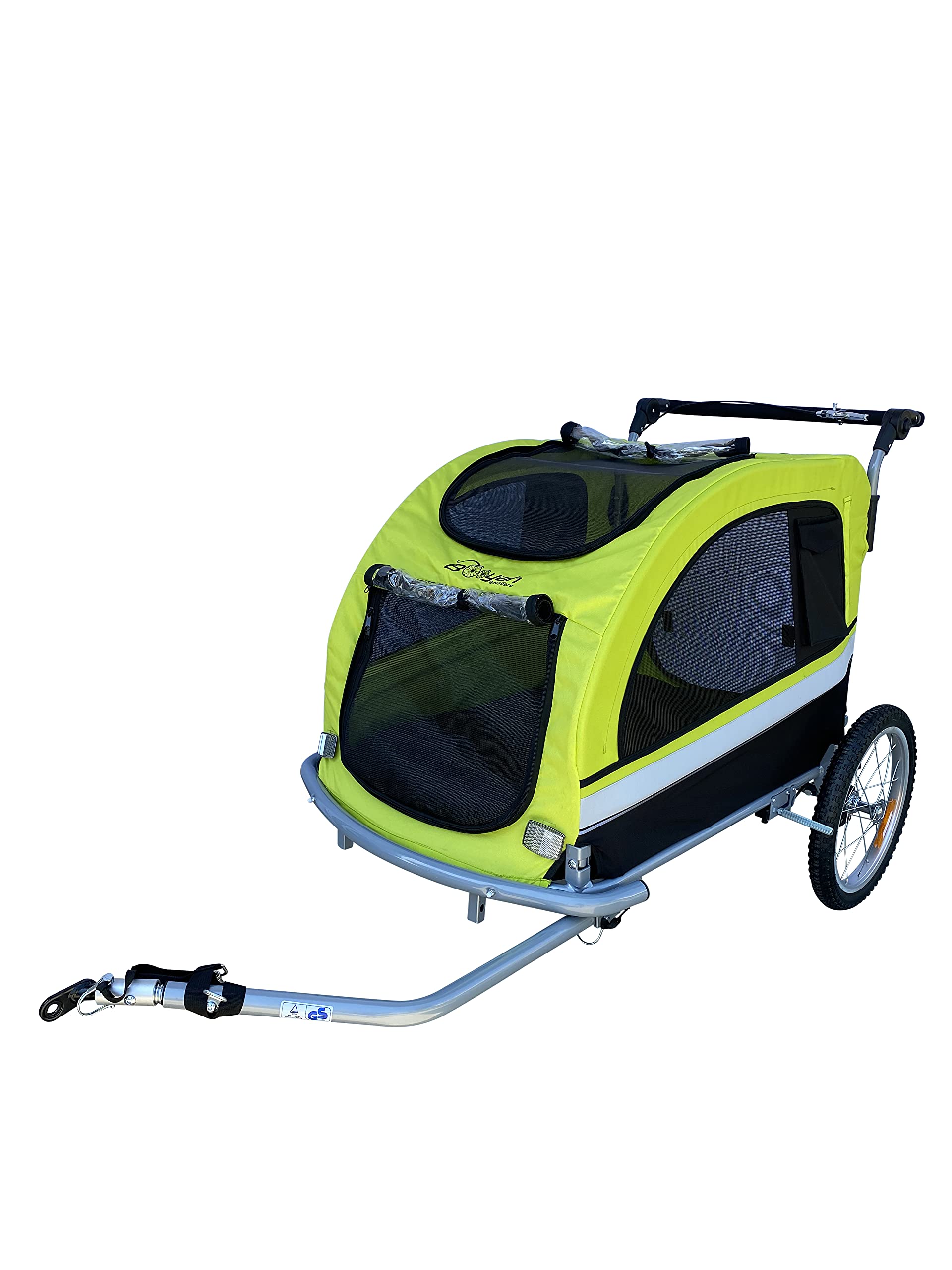 Booyah Extra Large Pet Bike Trailer - Shock-Absorbing Dog Stroller & Jogger Cart for Medium to Large Dogs | Safe Non-Tipping Design | Perfect for Cycling, Jogging & Outdoor Adventures