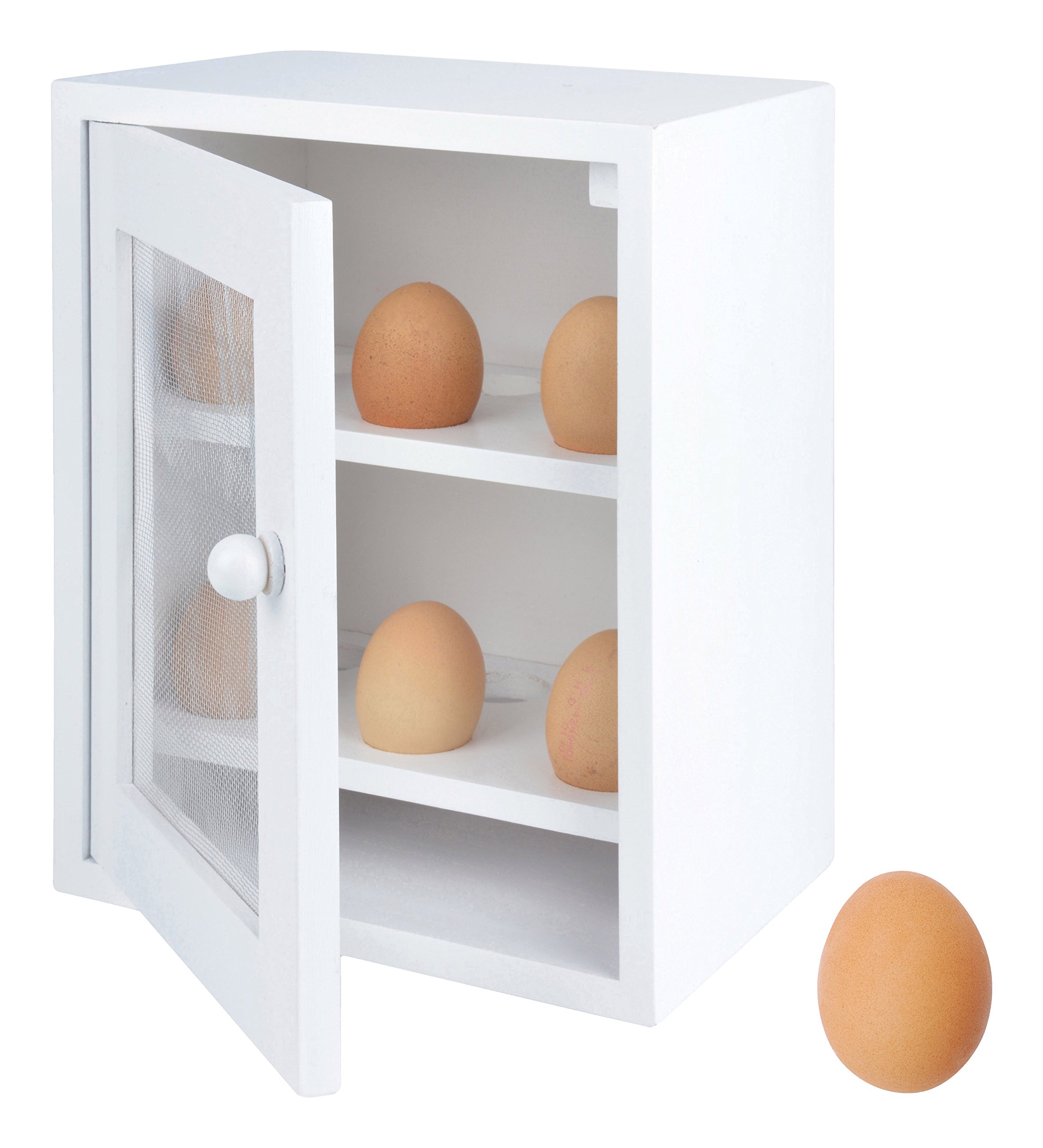 Esschert Design White CH009 Egg Cabinet - Stylish Farmhouse Kitchen Storage for Eggs, Spices & Small Items | Perfect for Country Homes & Rustic Decor