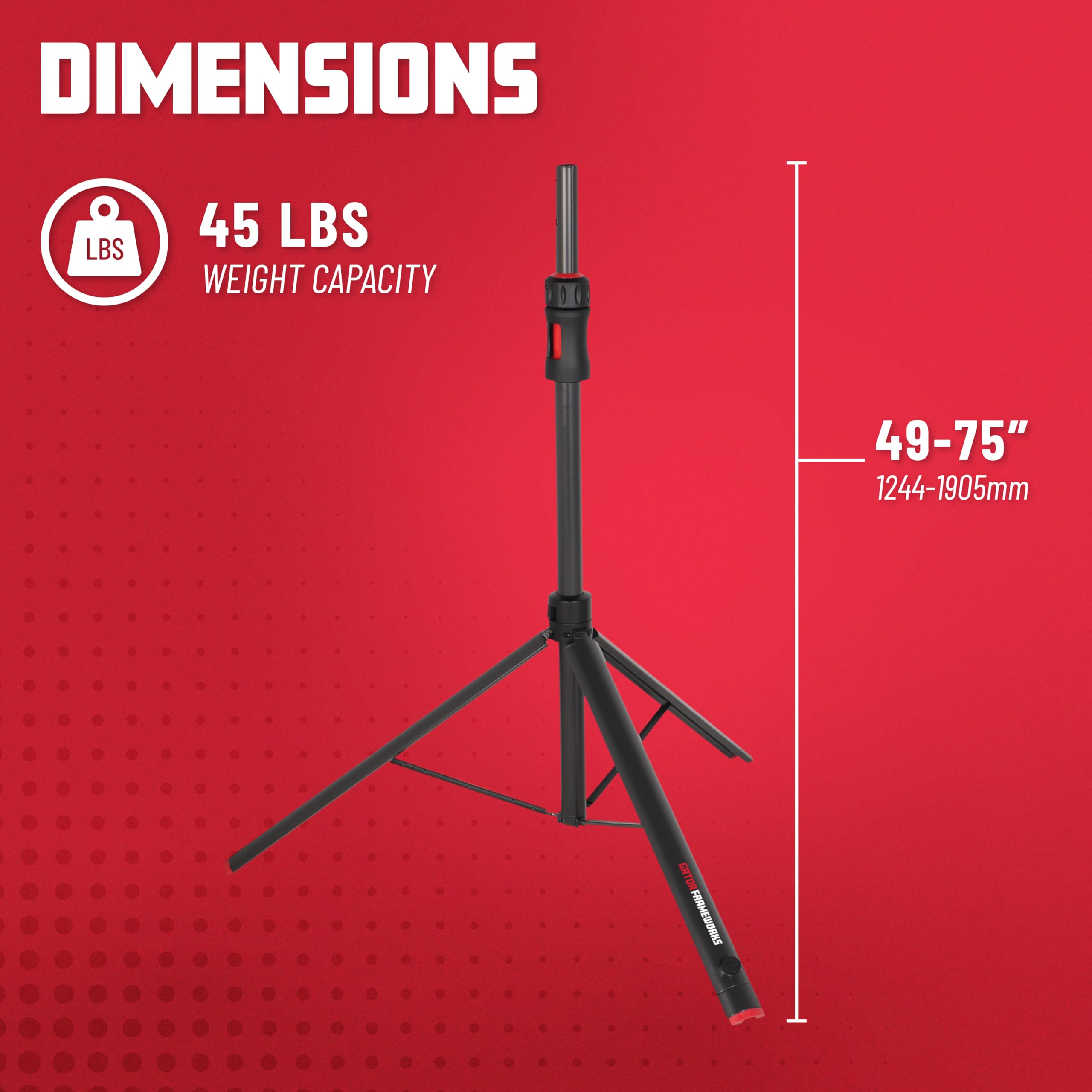 Gator Frameworks ID Series Speaker Stand Set with Padded Nylon Carry Bag - 2 Stands (GFW-ID-SPKRSET) | Heavy Duty PA DJ Studio Equipment for Live Performances & Home Audio Systems
