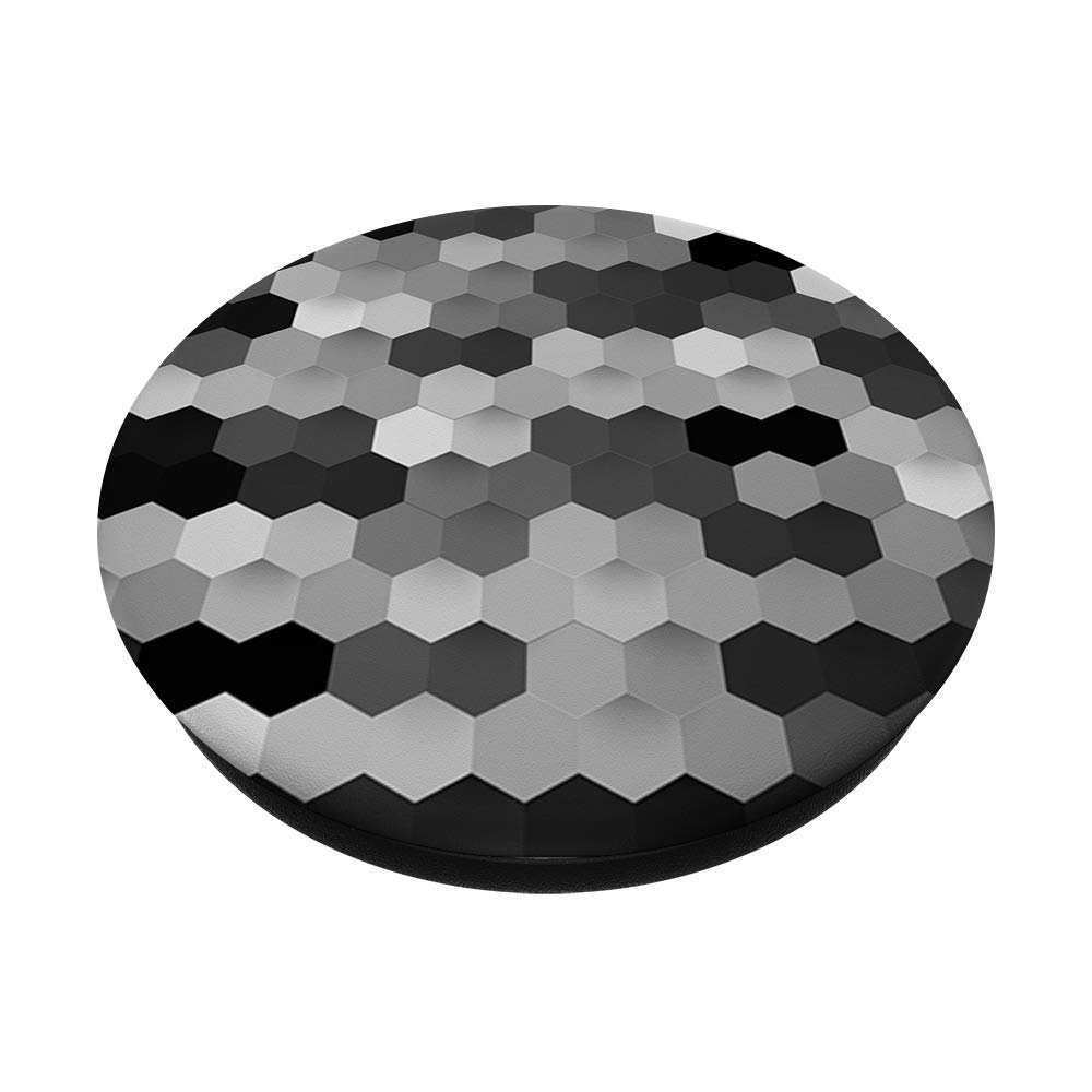 Hexagonal Honeycomb PopSockets Grip & Stand - Universal Phone & Tablet Holder with Monochrome Design | Perfect for Gaming, Work Calls, and Hands-Free Viewing
