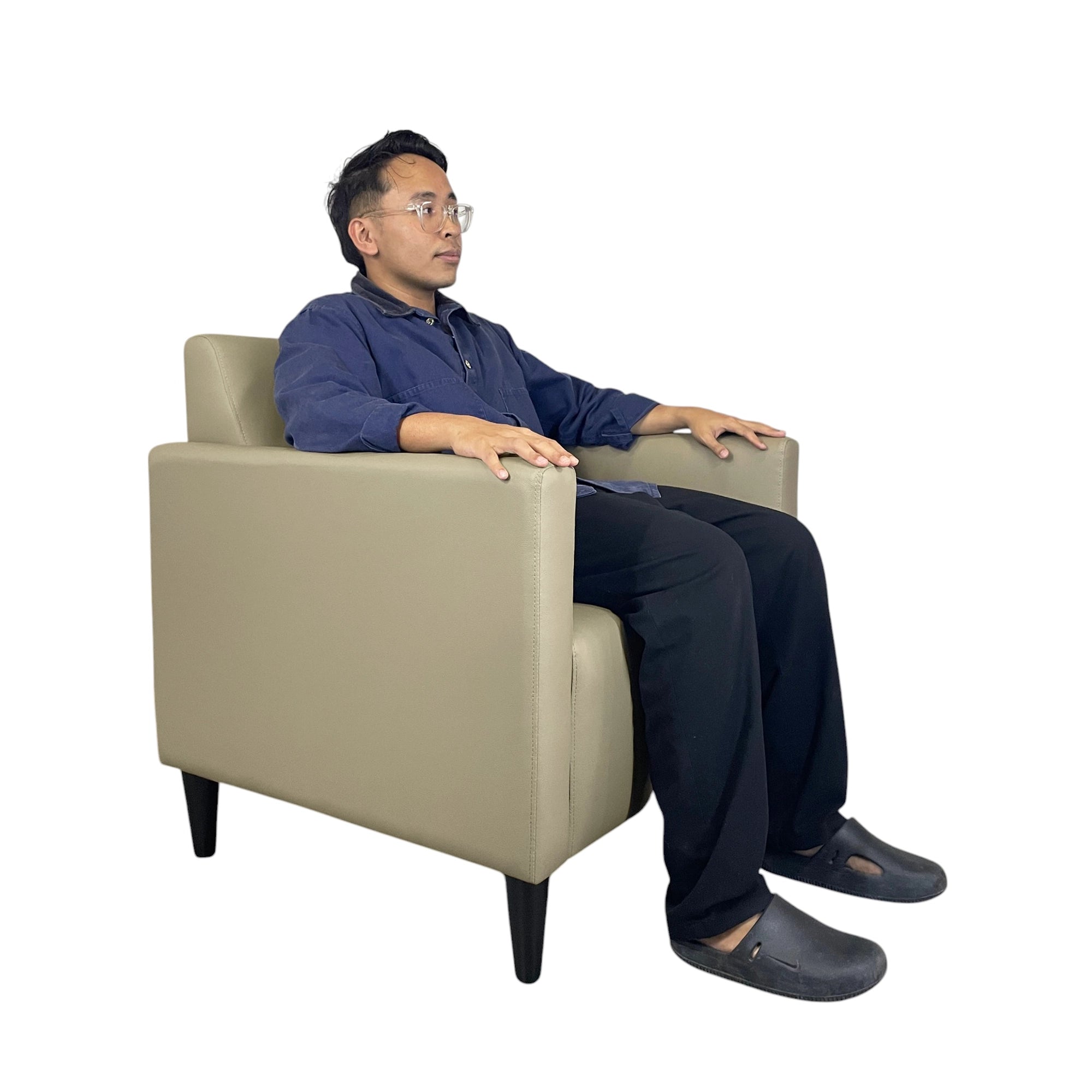 Haru Armchair - Modern Accent Chair for Living Room, Bedroom & Office - Comfortable Upholstered Lounge Chair with Wooden Legs - Perfect for Relaxing, Reading & Decorating Your Home